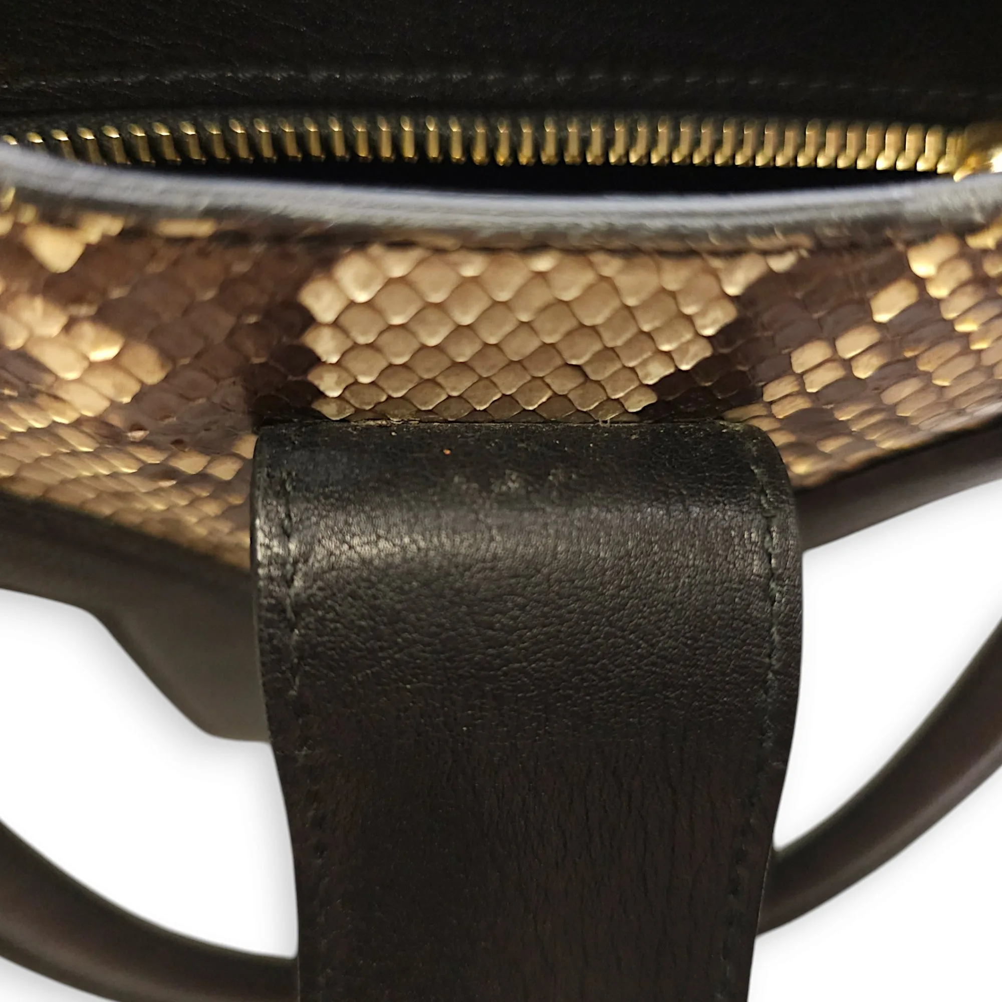 Chys Cabas 36x23x18cm Cream, beige, brown, black Top Handle Bag in Python, calf, Gold hardware