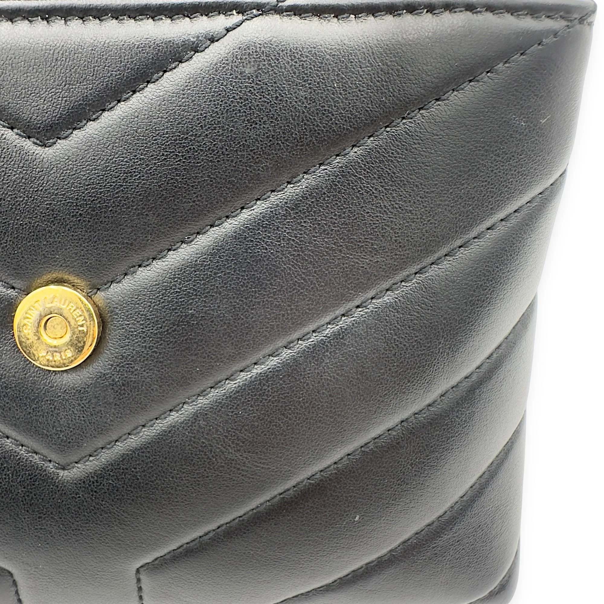 Loulou Toy Black Crossbody Bag in Calfskin, Gold hardware