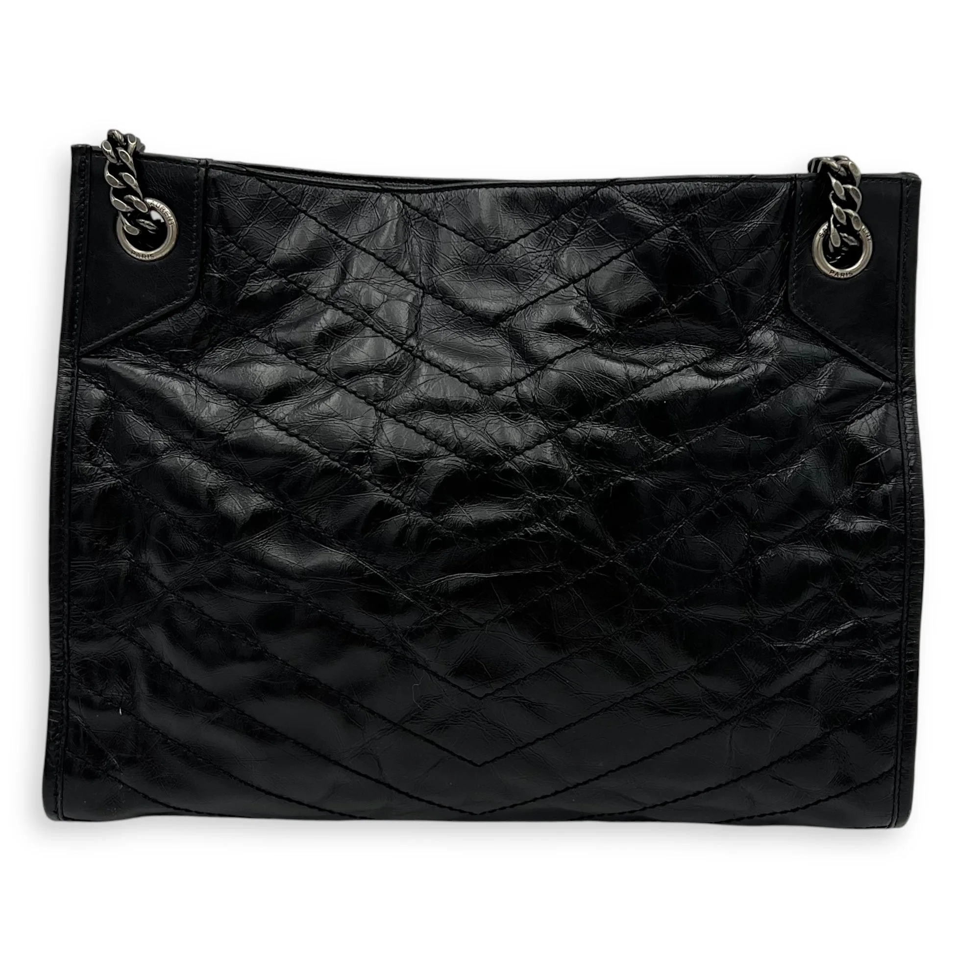 Niki Tote Bag Black in Calfskin, Ruthenium hardware
