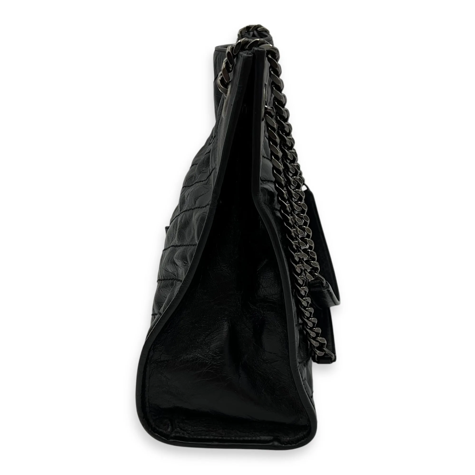 Niki Tote Bag Black in Calfskin, Ruthenium hardware