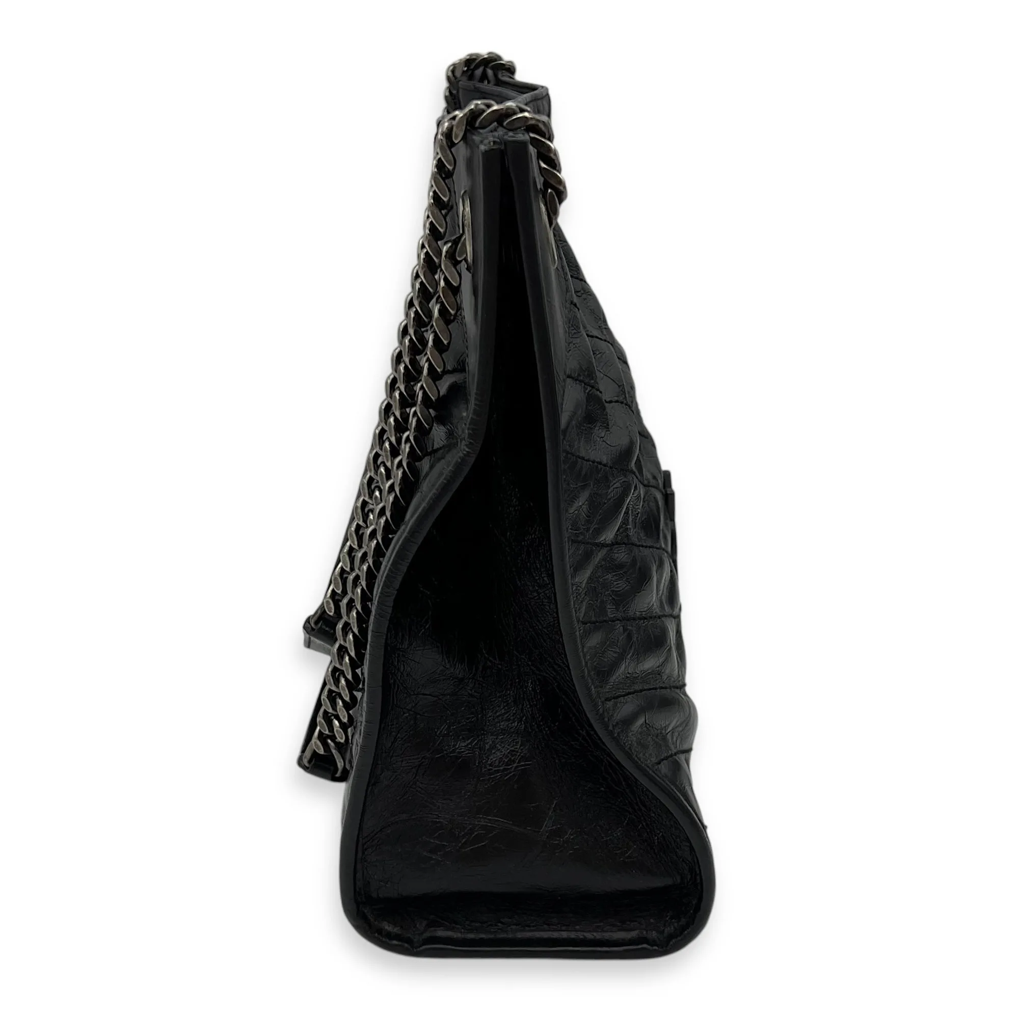 Niki Tote Bag Black in Calfskin, Ruthenium hardware