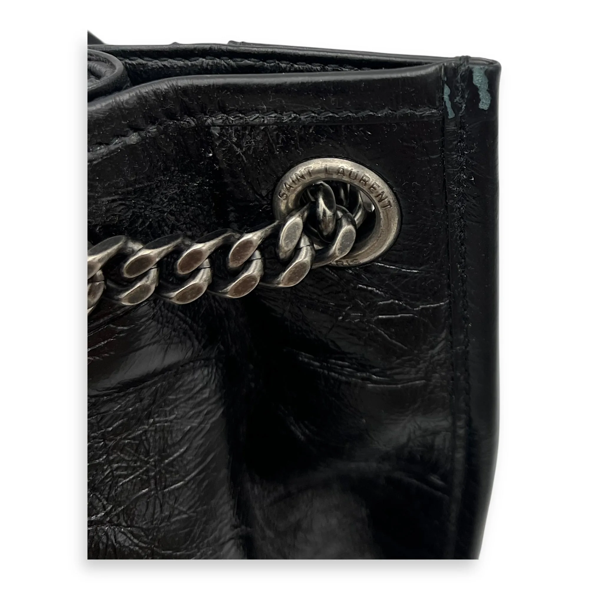 Niki Tote Bag Black in Calfskin, Ruthenium hardware