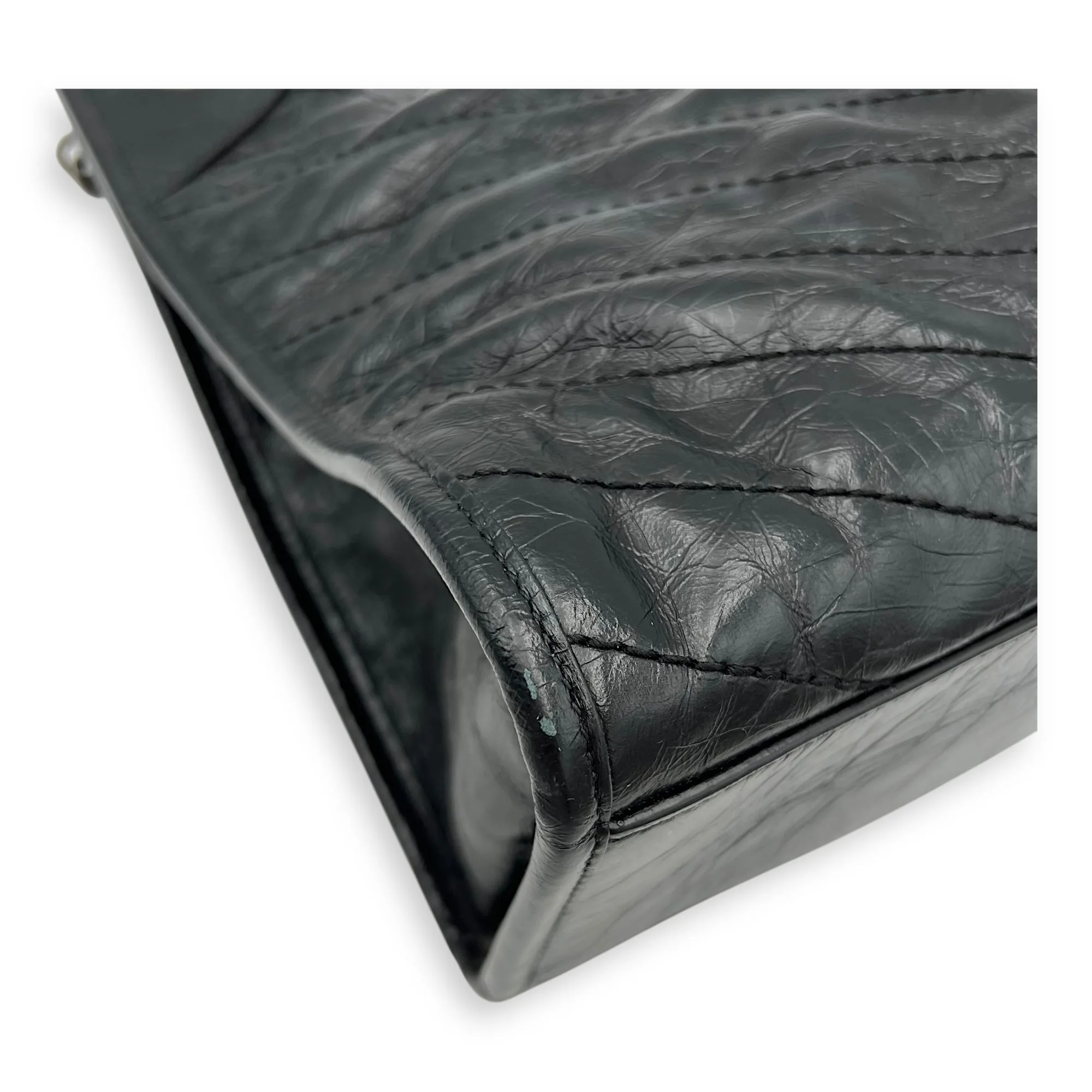 Niki Tote Bag Black in Calfskin, Ruthenium hardware