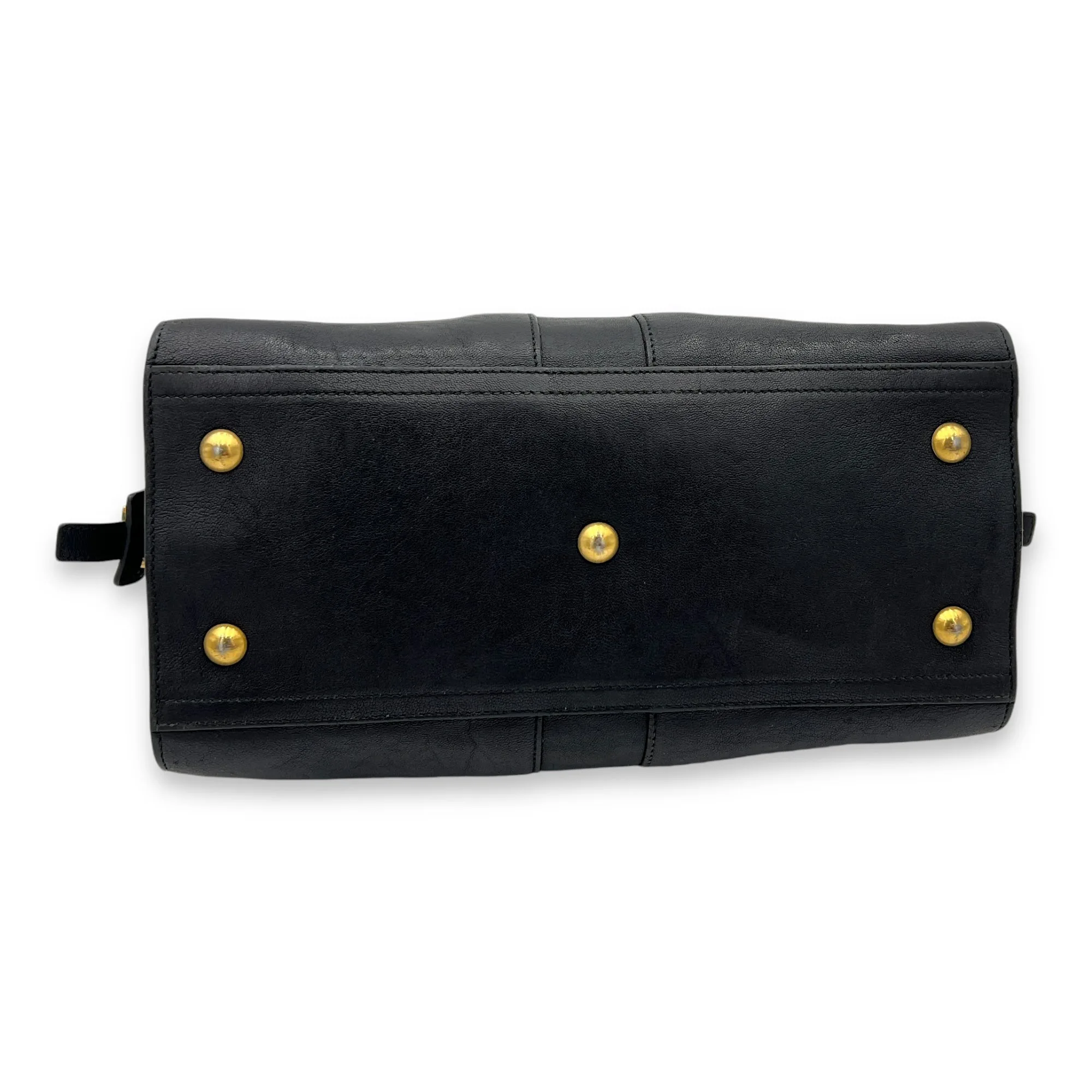 Cabas Top Handle Bag Black in Calfskin, Gold hardware