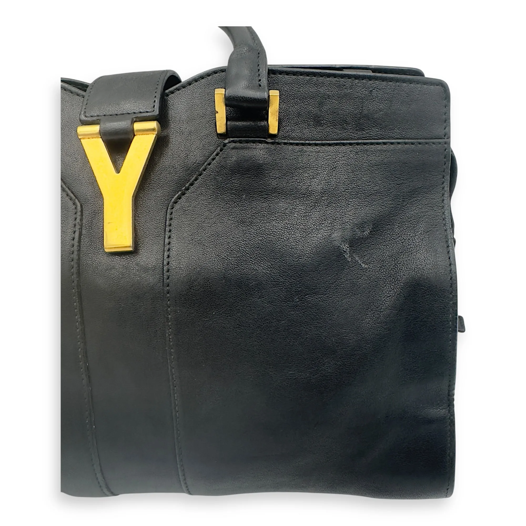 Cabas Top Handle Bag Black in Calfskin, Gold hardware