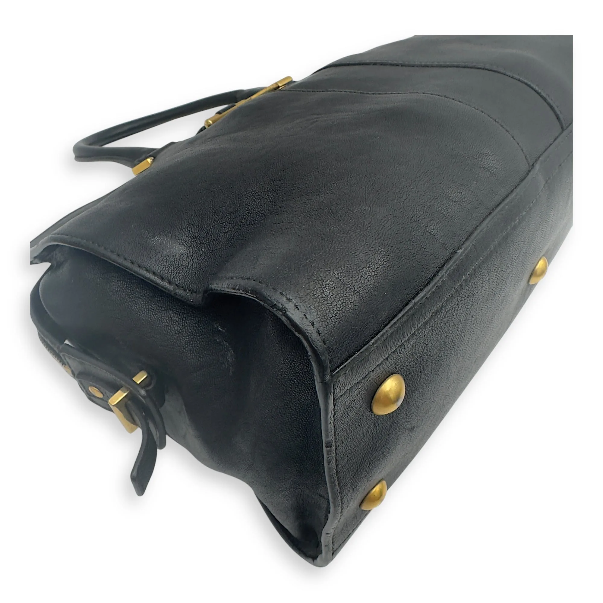 Cabas Top Handle Bag Black in Calfskin, Gold hardware