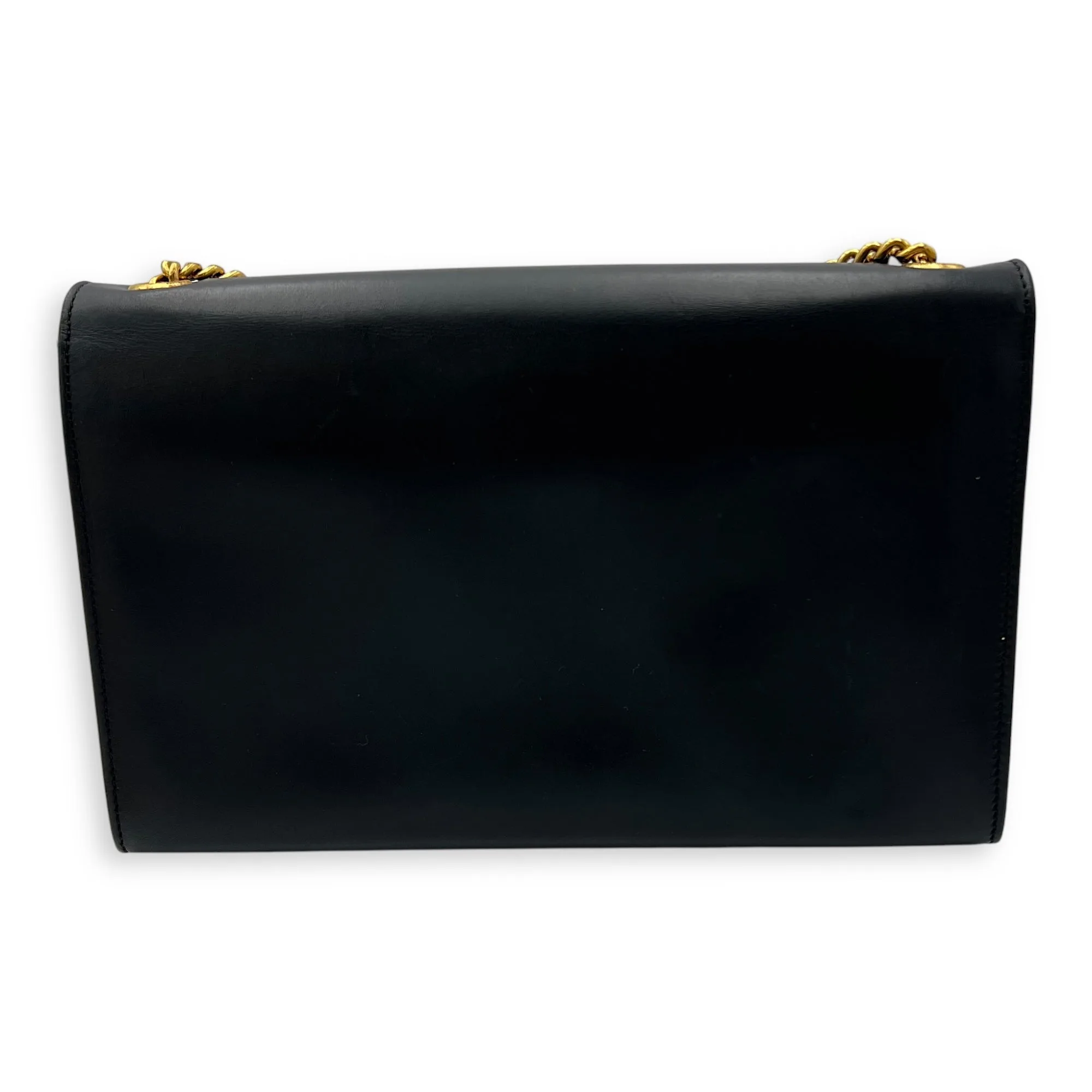 Kate Medium Black Shoulder Bag in Calfskin, Gold hardware