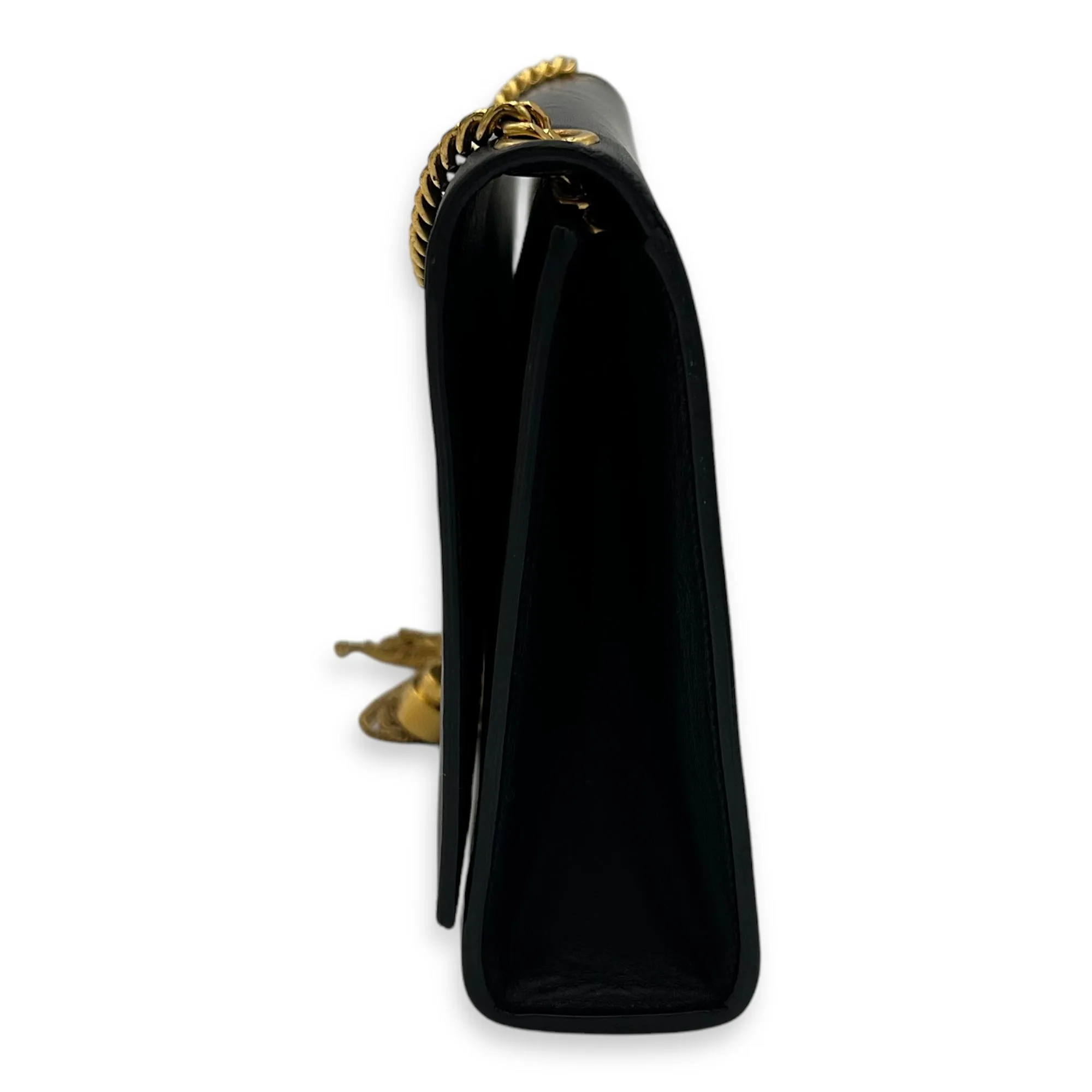 Kate Medium Black Shoulder Bag in Calfskin, Gold hardware