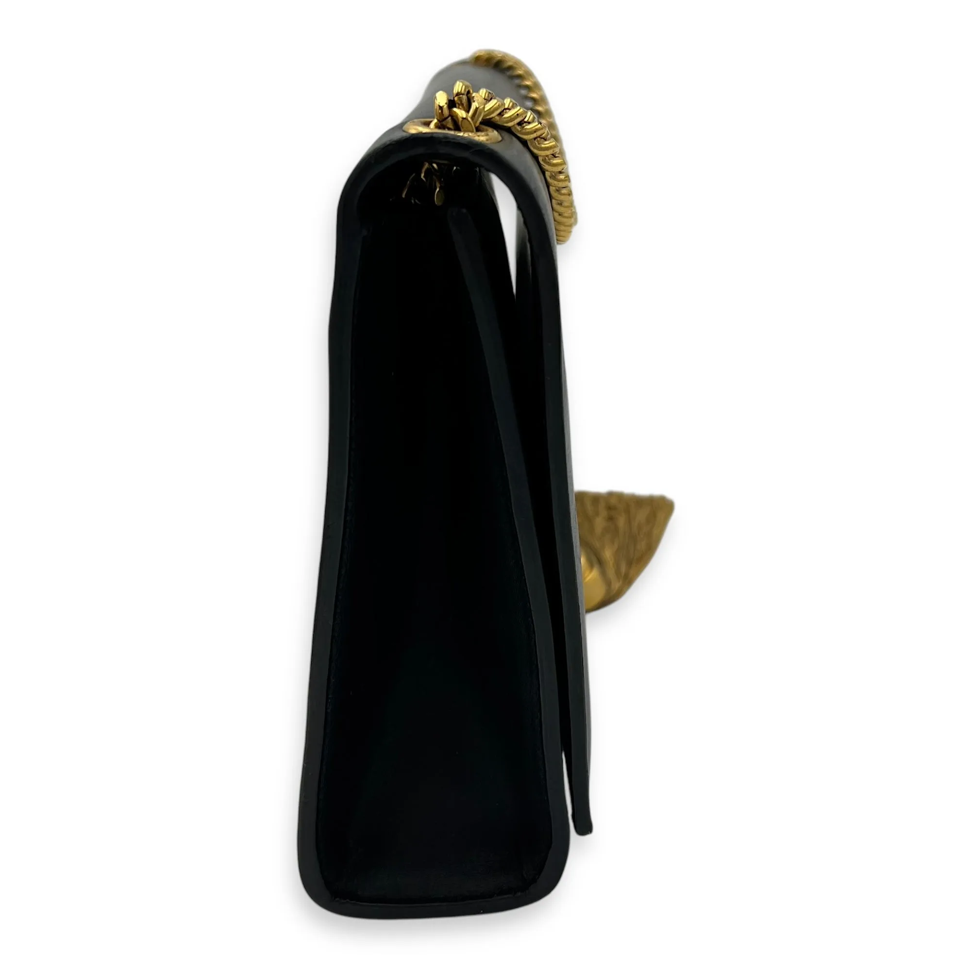 Kate Medium Black Shoulder Bag in Calfskin, Gold hardware