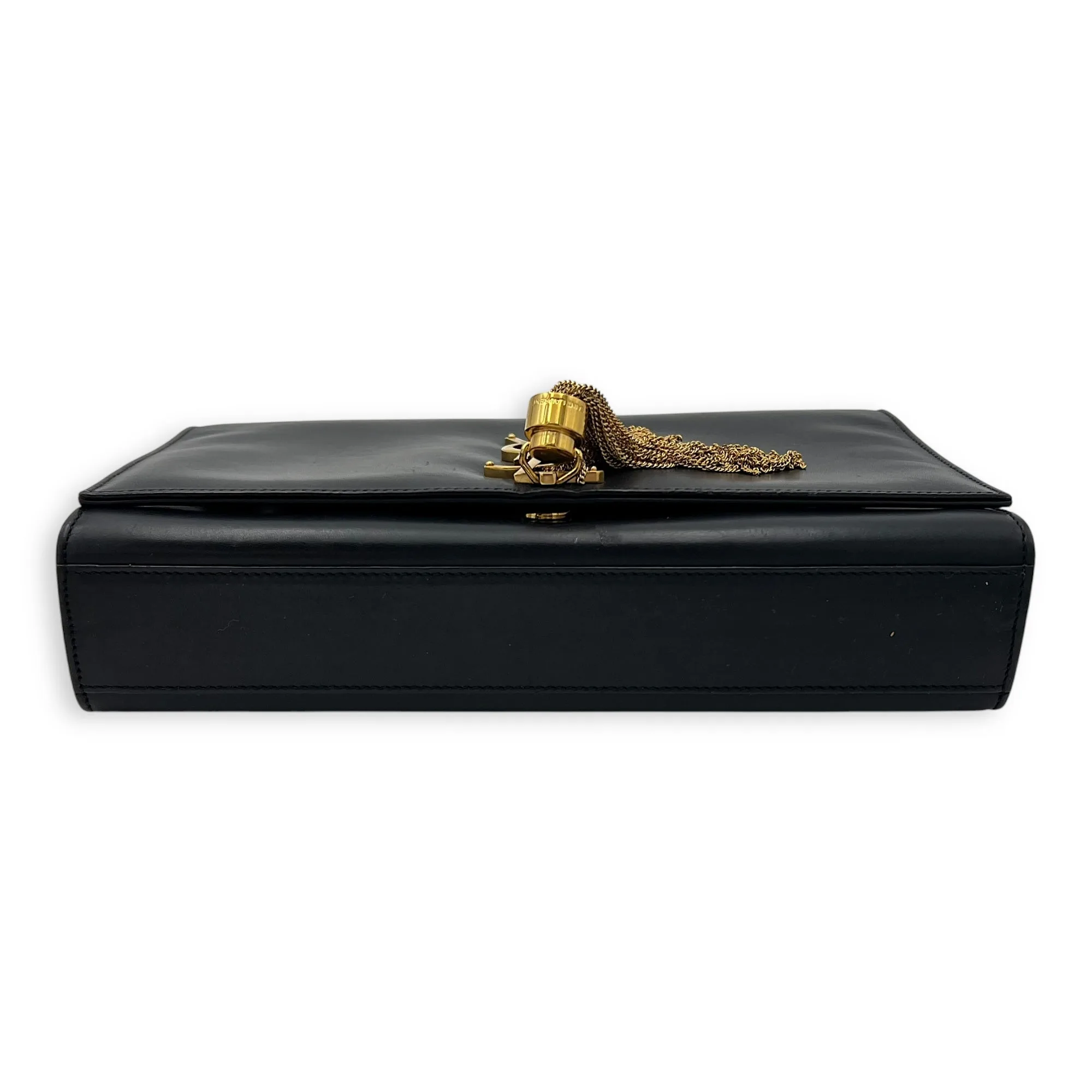 Kate Medium Black Shoulder Bag in Calfskin, Gold hardware