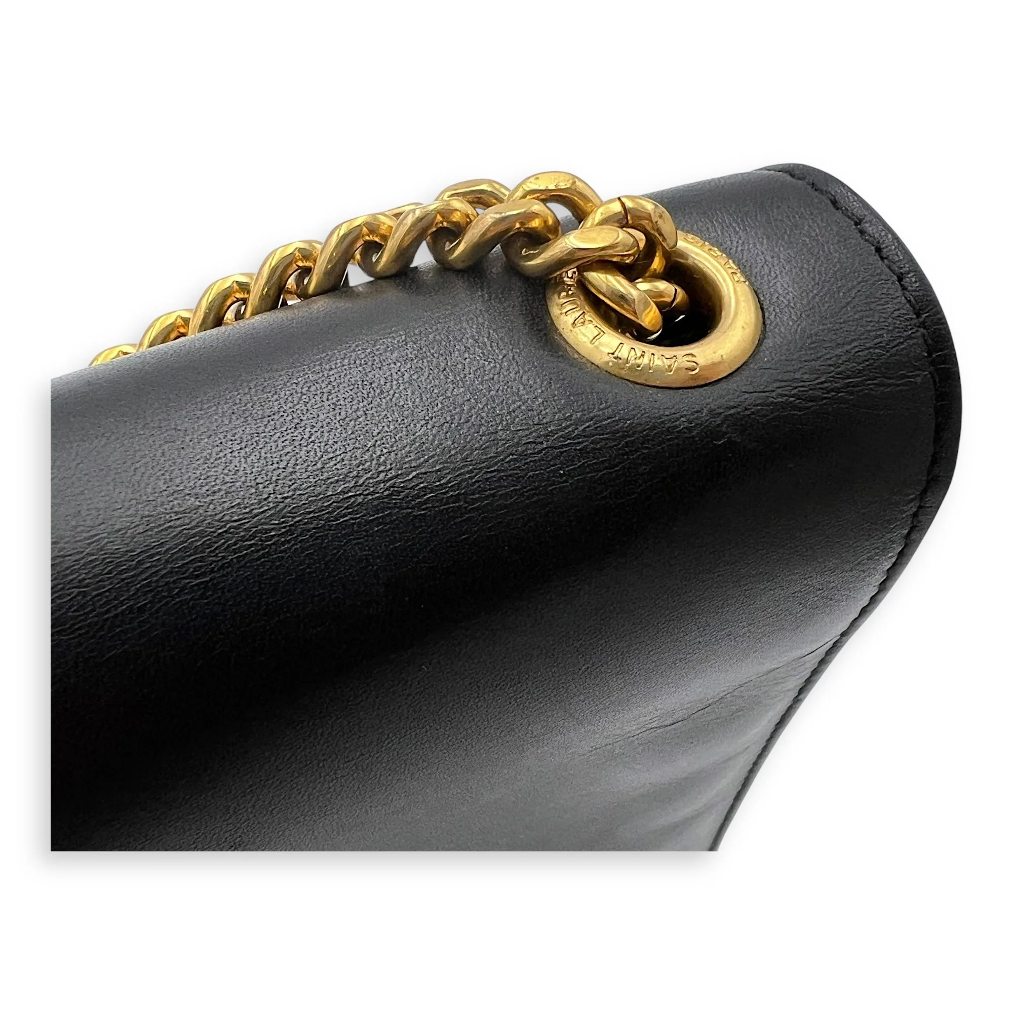 Kate Medium Black Shoulder Bag in Calfskin, Gold hardware