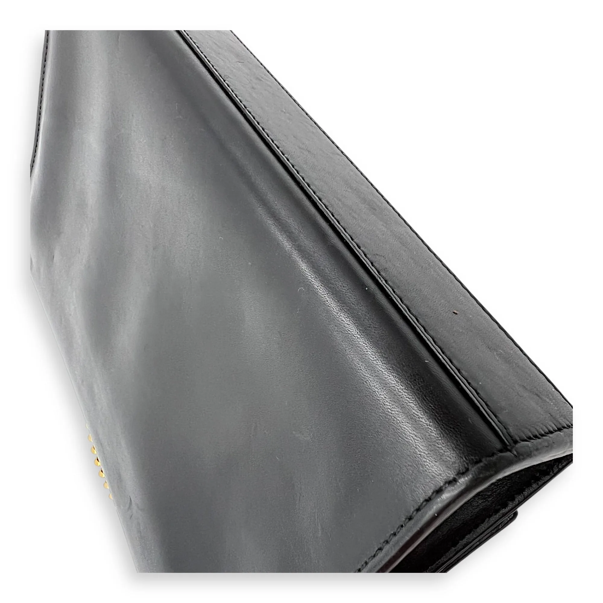 Kate Medium Black Shoulder Bag in Calfskin, Gold hardware