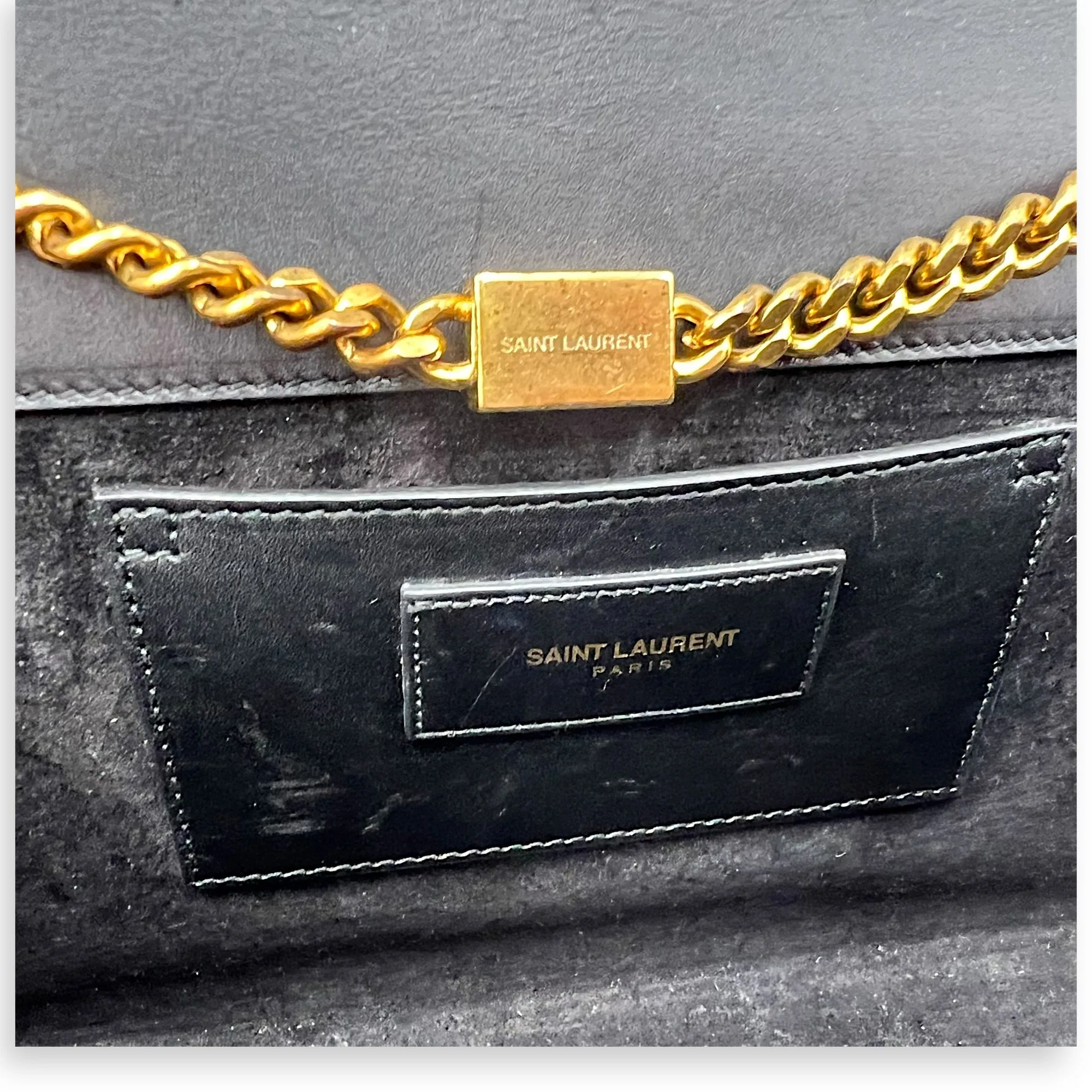 Kate Medium Black Shoulder Bag in Calfskin, Gold hardware