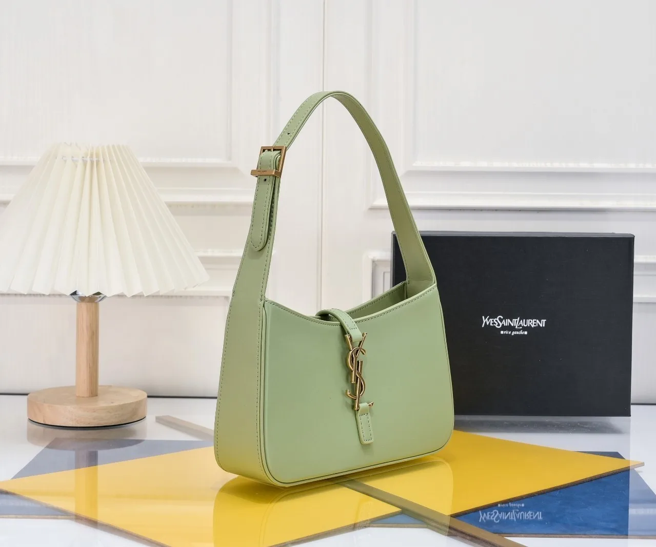 SAINT LAURENT YSL Le 5 à 7 Hobo Bag Leather-Green - Bag
