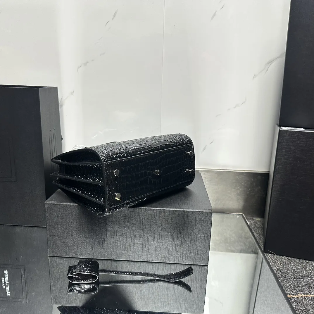 Saint Laurent Black Croc Embossed Leather Nano Classic Sac De Jour Tote - Bag