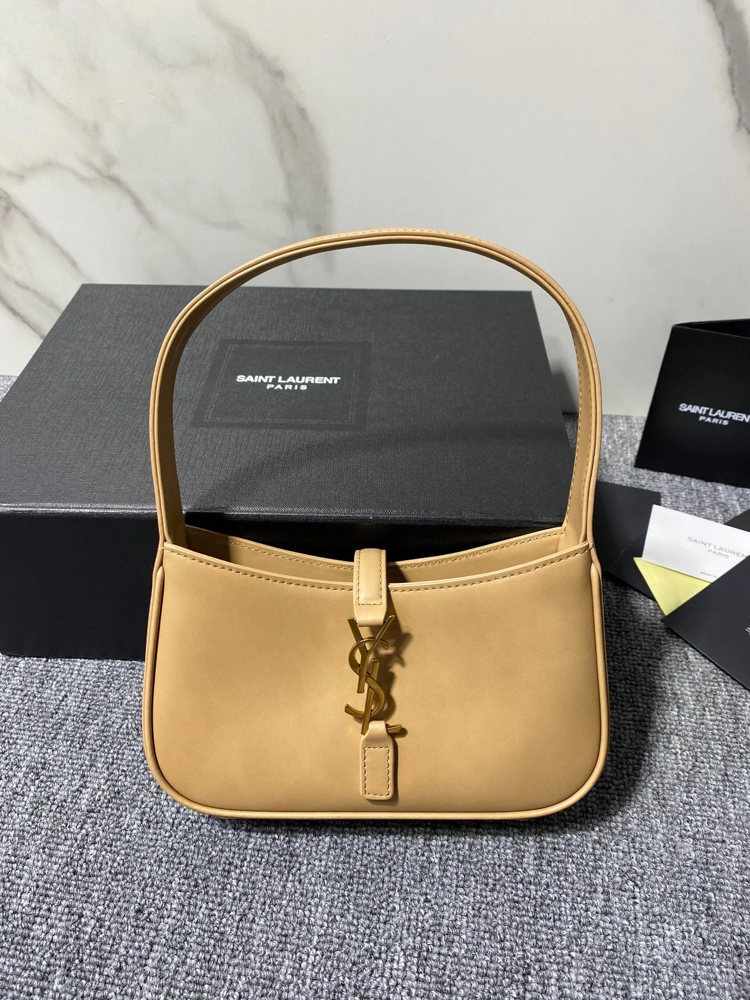 SAINT LAURENT YSL Croc-Embossed Le 5 à 7 Hobo Bag