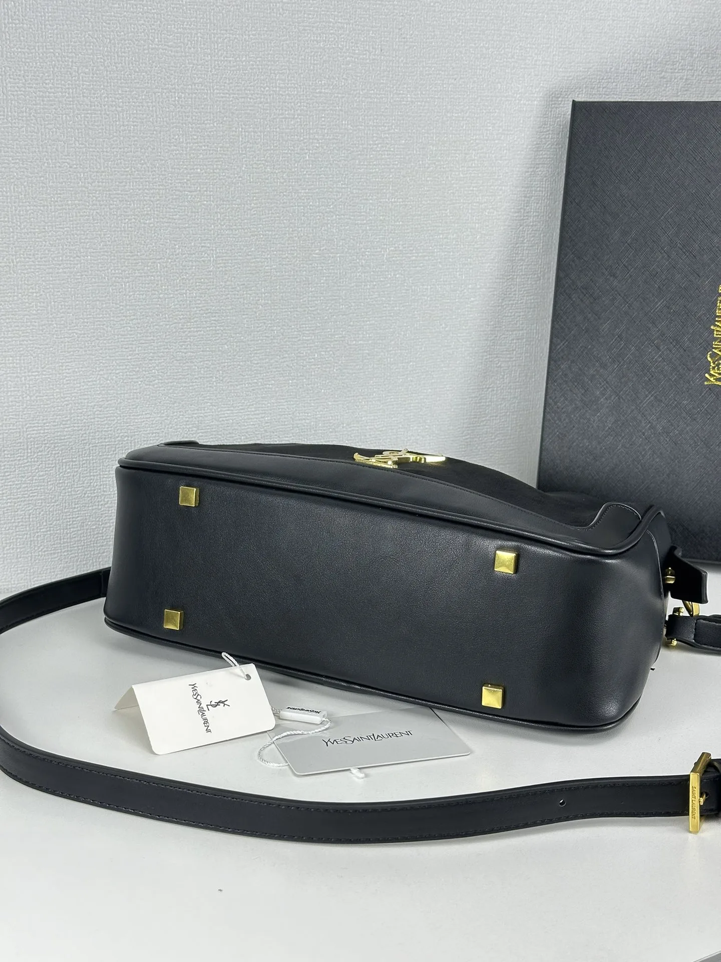 Saint Laurent YSL Vintage Bowling Bag - Black Brushed Leather Bag