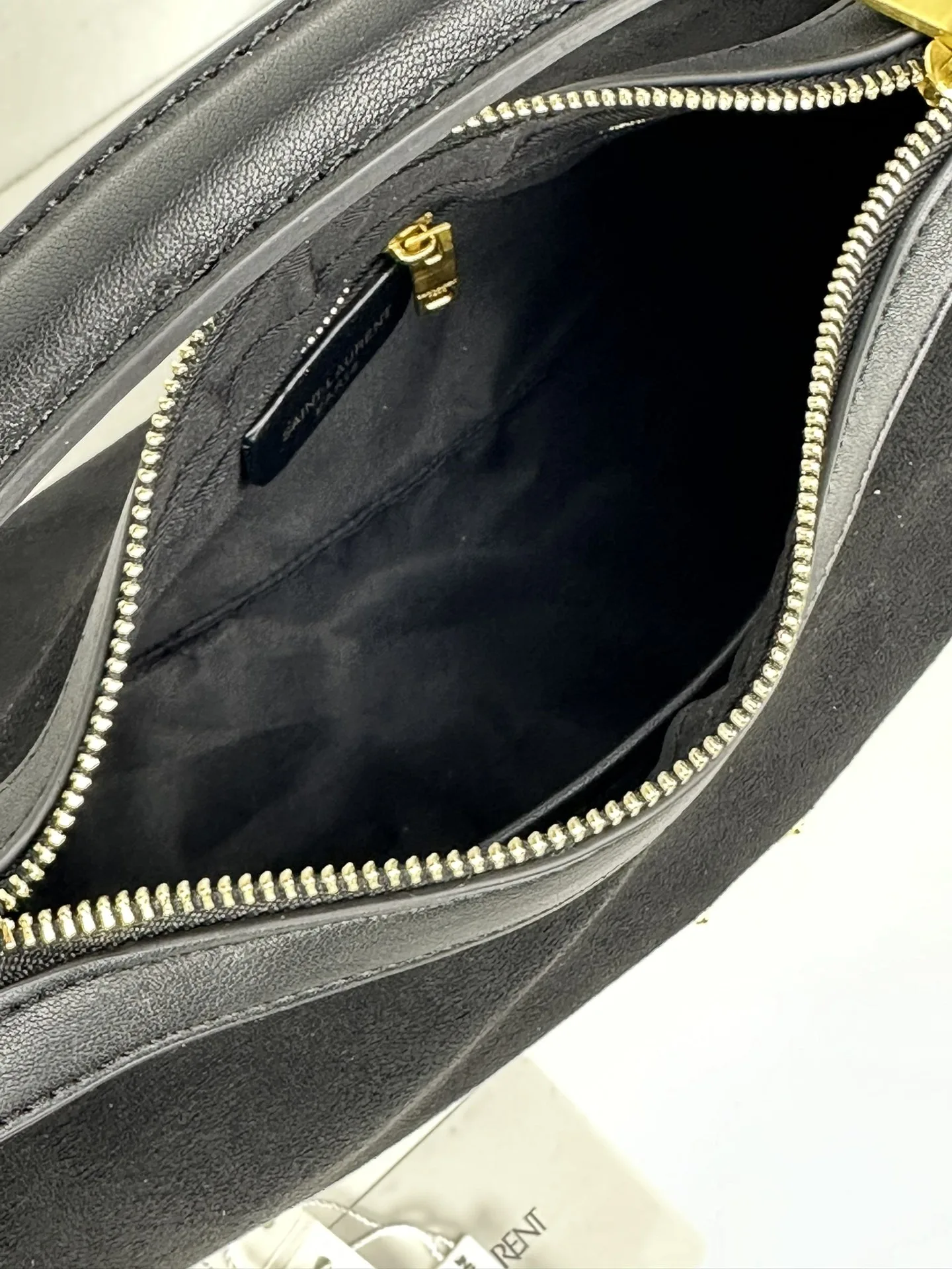 Saint Laurent YSL Vintage Bowling Bag - Black Brushed Leather Bag