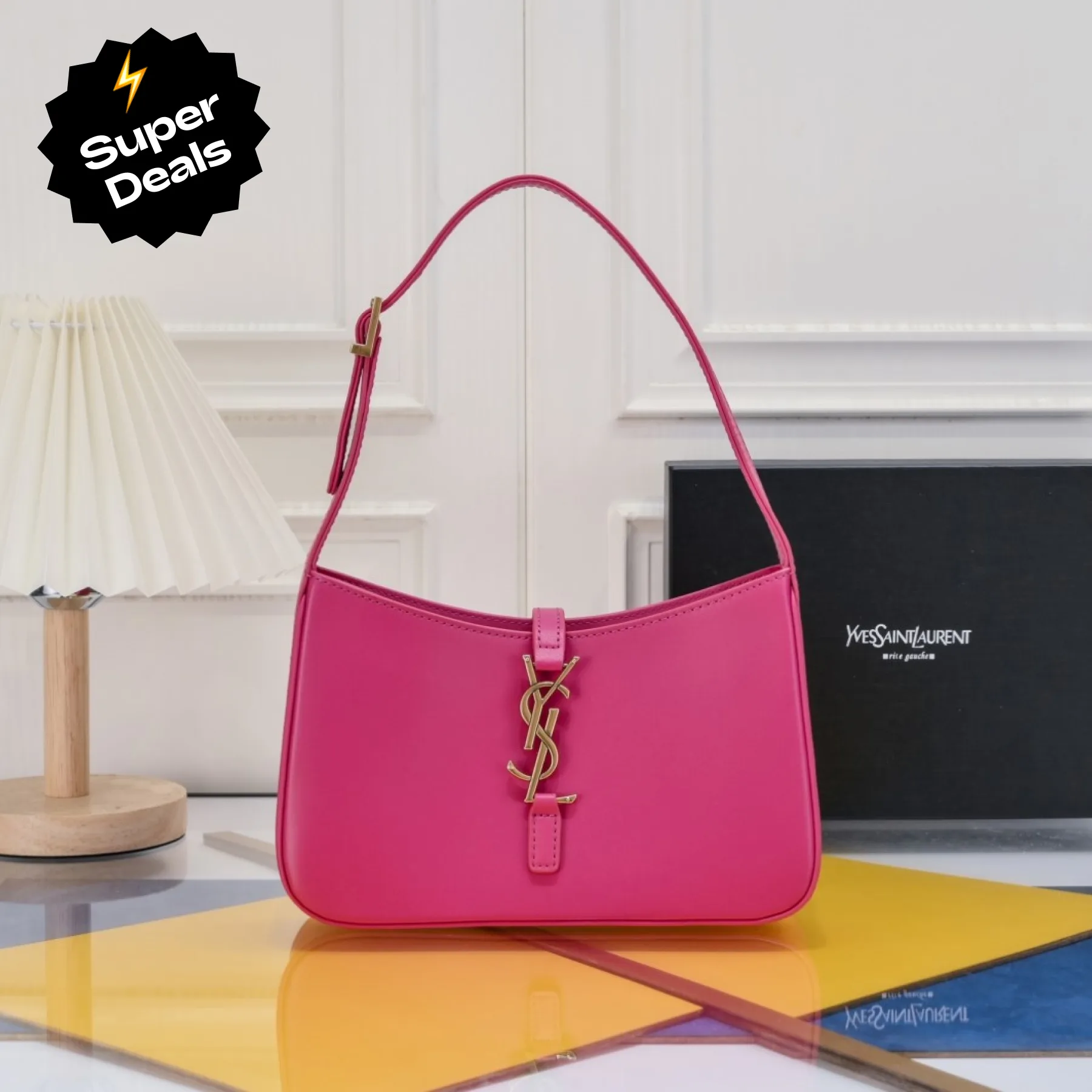 SAINT LAURENT YSL Le 5 à 7 Hobo Bag Leather-Pink Bag