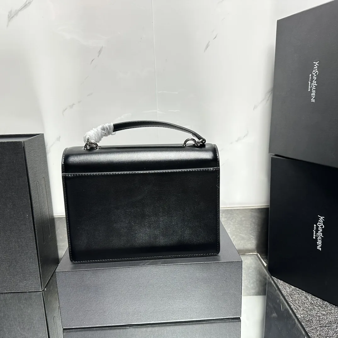 Saint Laurent YSL Sunset medium leather cross-body bag Black Sliver - Bag