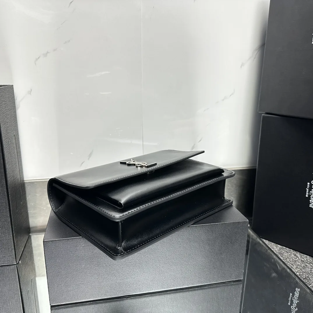 Saint Laurent YSL Sunset medium leather cross-body bag Black Sliver - Bag