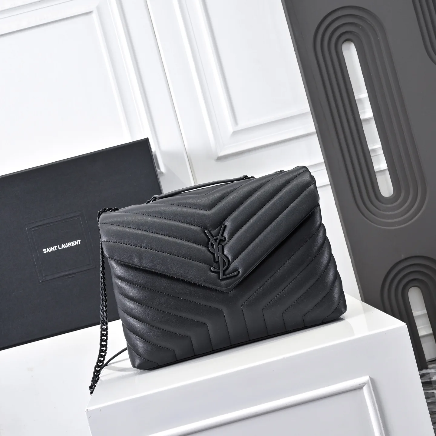 [TOP]SAINT LAURENT Loulou Quilted Leather Shoulder Bag Black - Bag