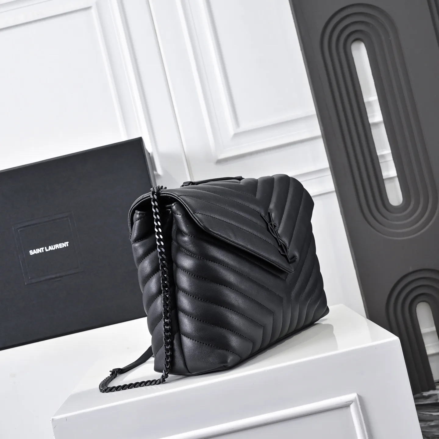 [TOP]SAINT LAURENT Loulou Quilted Leather Shoulder Bag Black - Bag