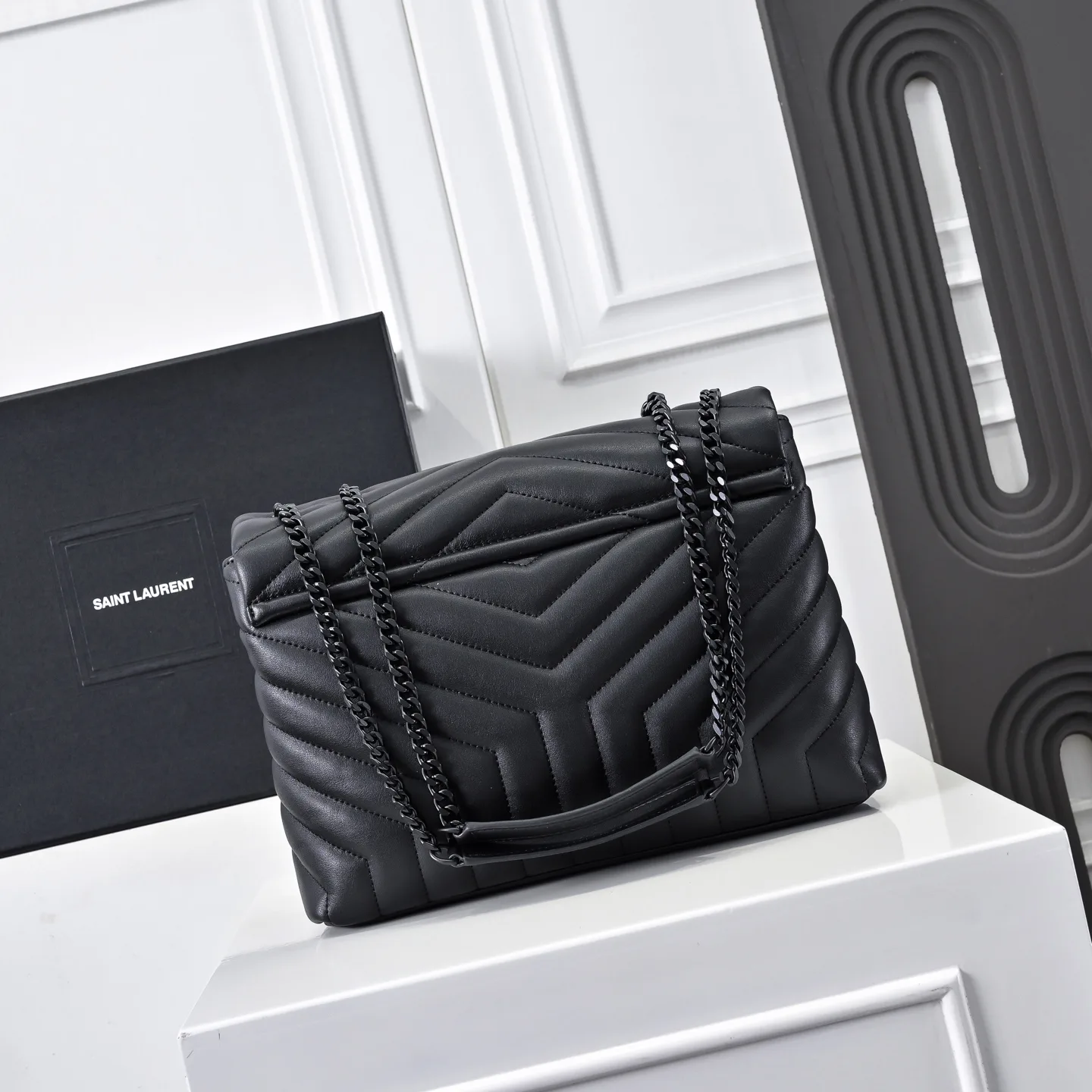 [TOP]SAINT LAURENT Loulou Quilted Leather Shoulder Bag Black - Bag