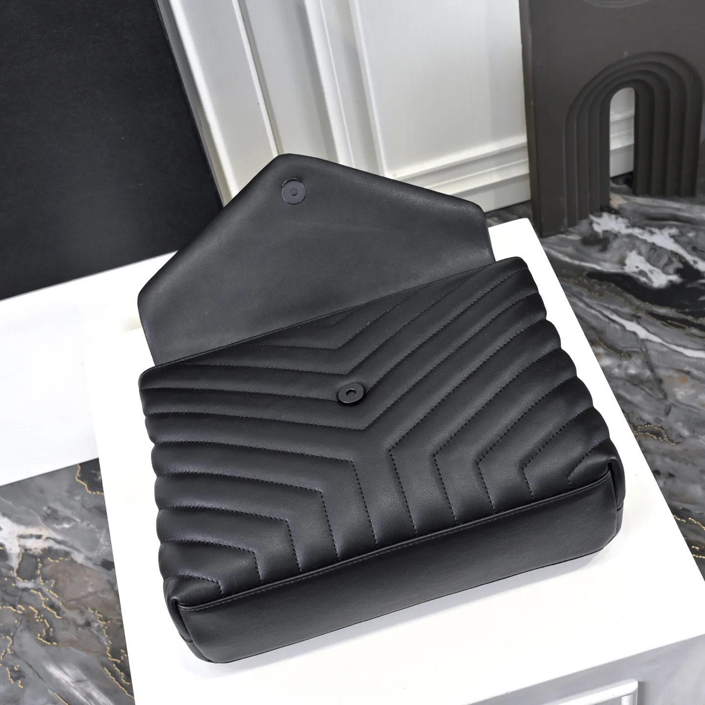 [TOP]SAINT LAURENT Loulou Quilted Leather Shoulder Bag Black - Bag