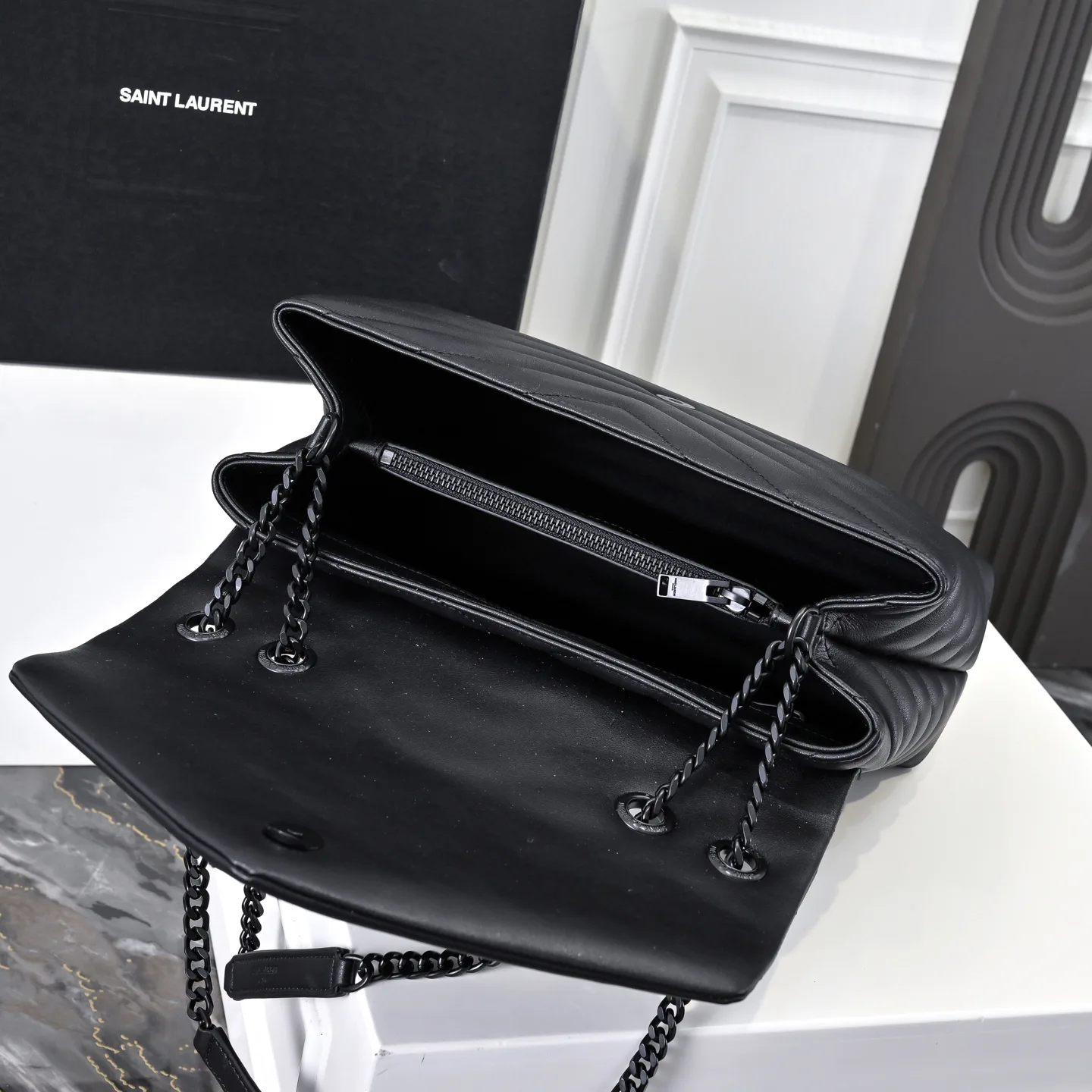 [TOP]SAINT LAURENT Loulou Quilted Leather Shoulder Bag Black - Bag