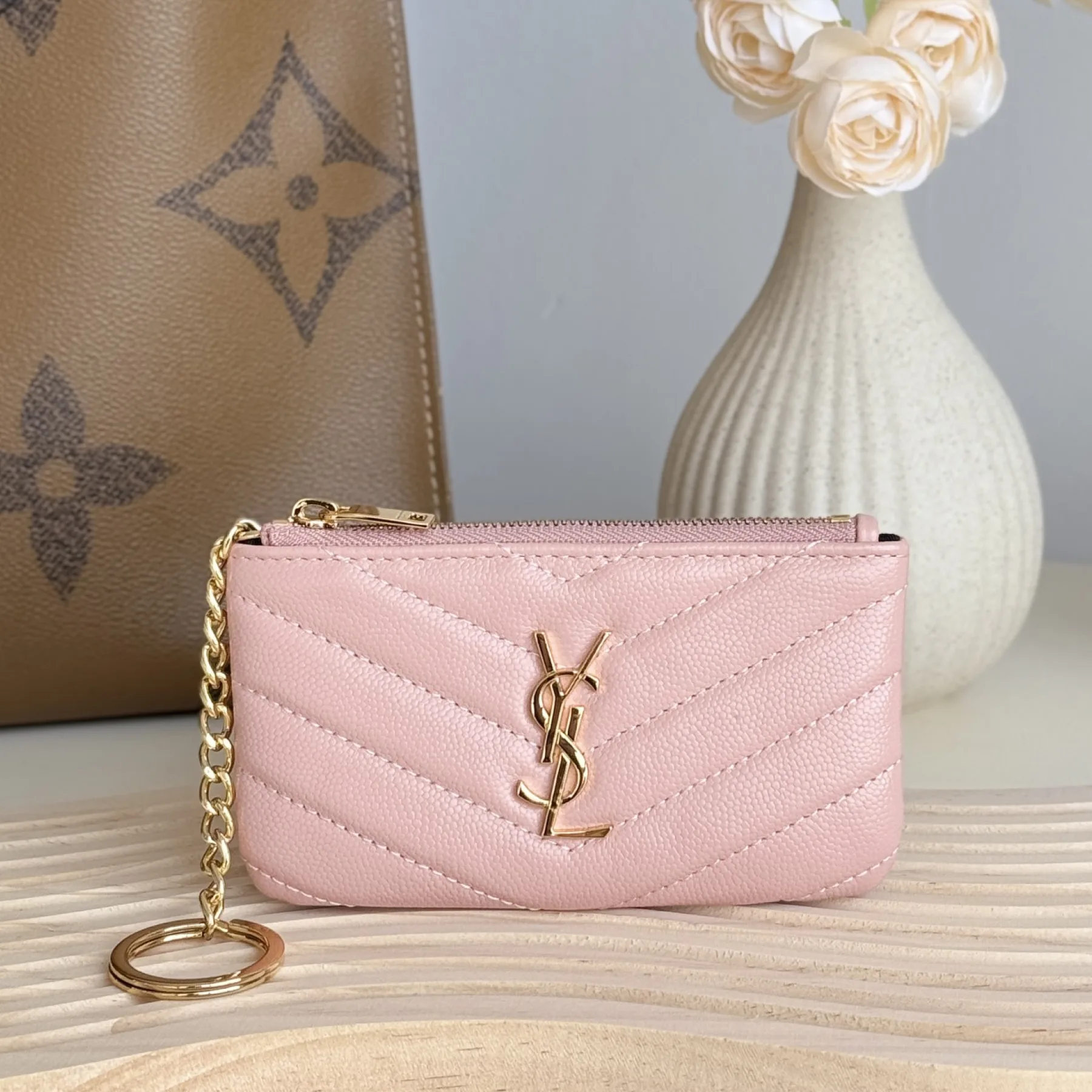 Saint Laurent Ball-Patterned Cowhide Wallet -Pink Wallet