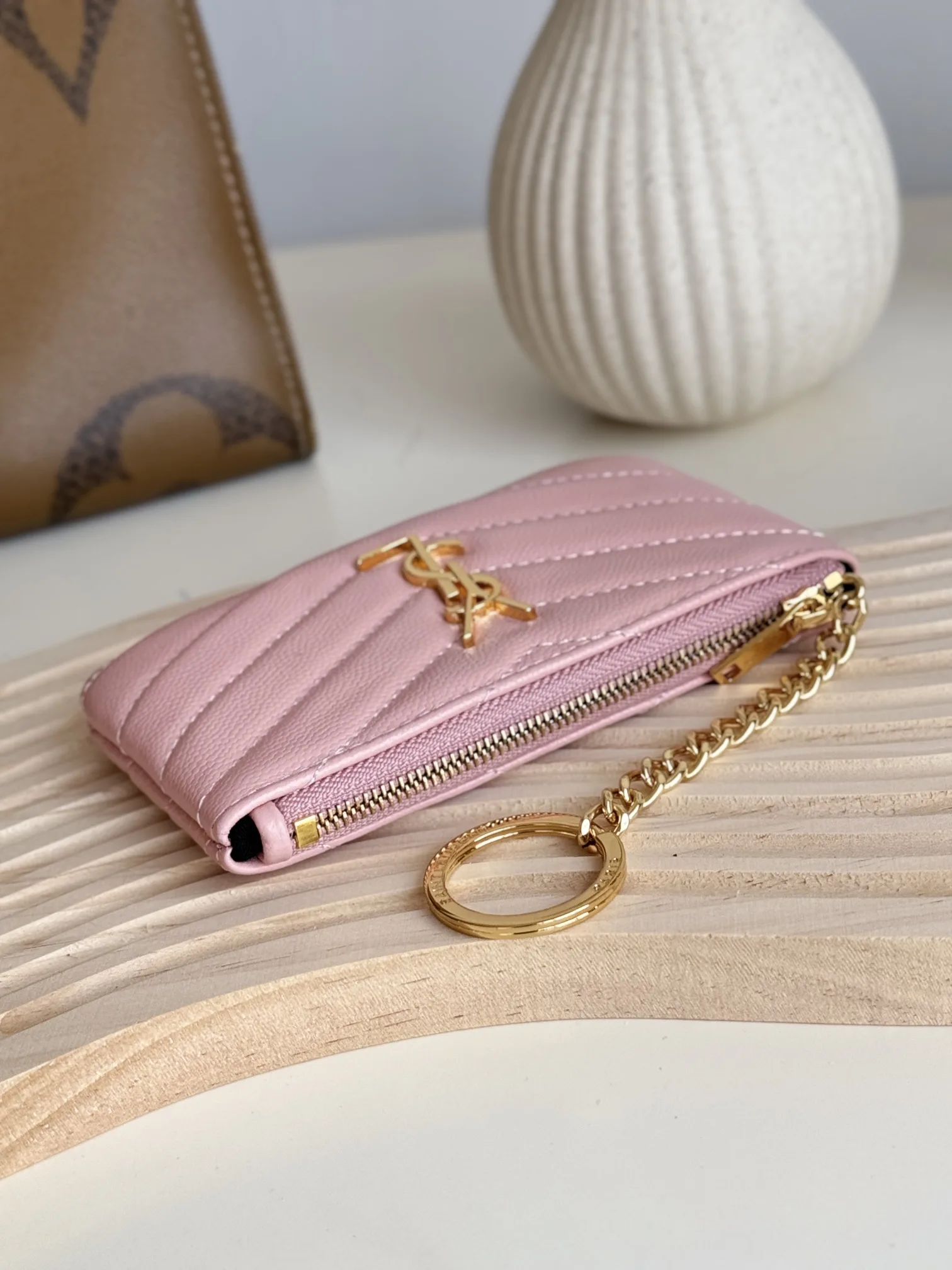 Saint Laurent Ball-Patterned Cowhide Wallet -Pink Wallet