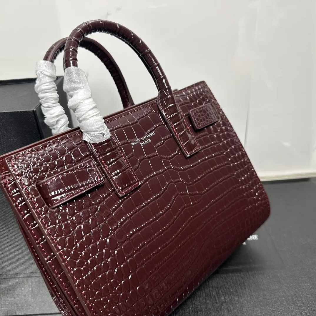 Saint Laurent Rose Croc Embossed Leather Nano Classic Sac De Jour Tote - Bag