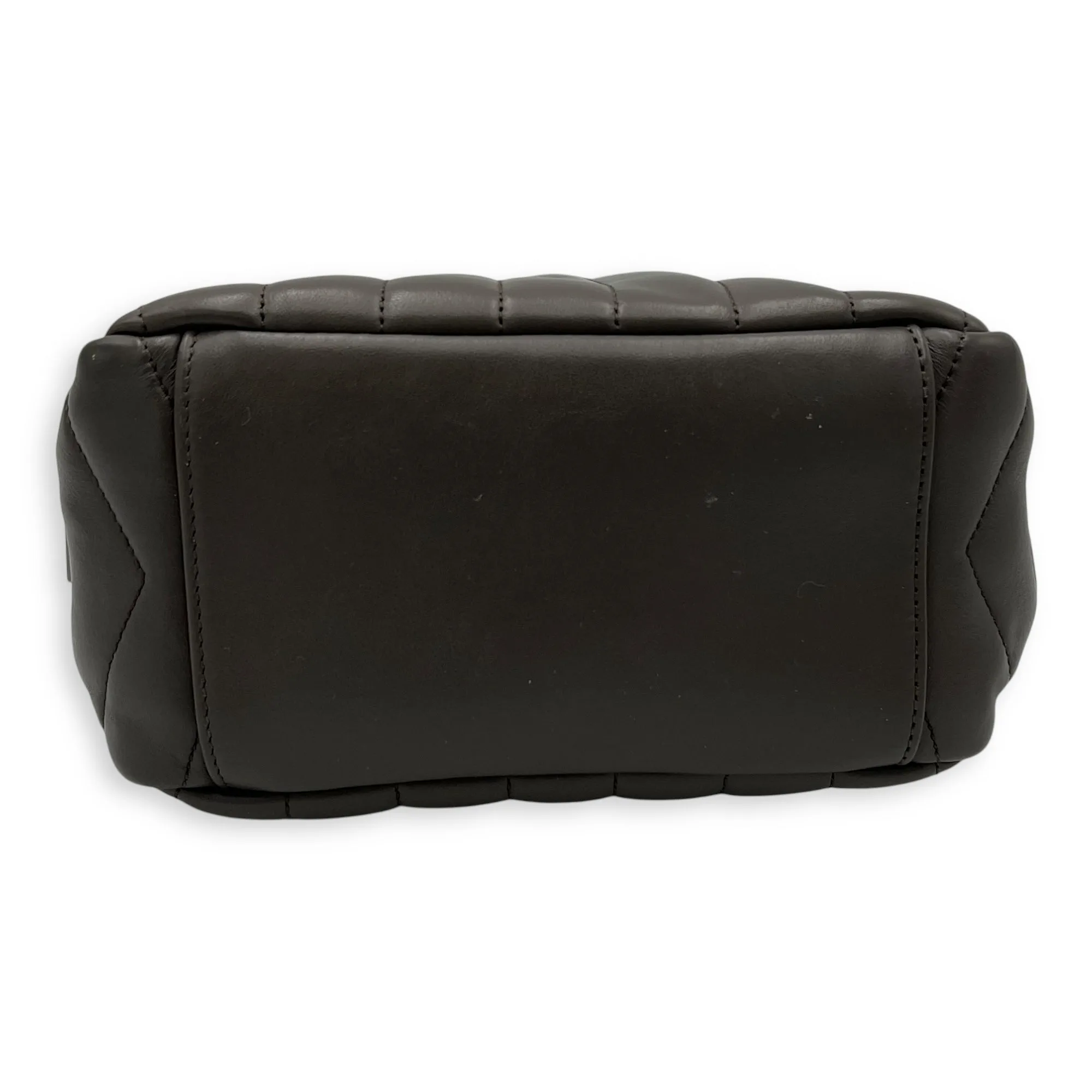 Bowler Grey Shoulder Bag in Calfskin, Silver hardware
