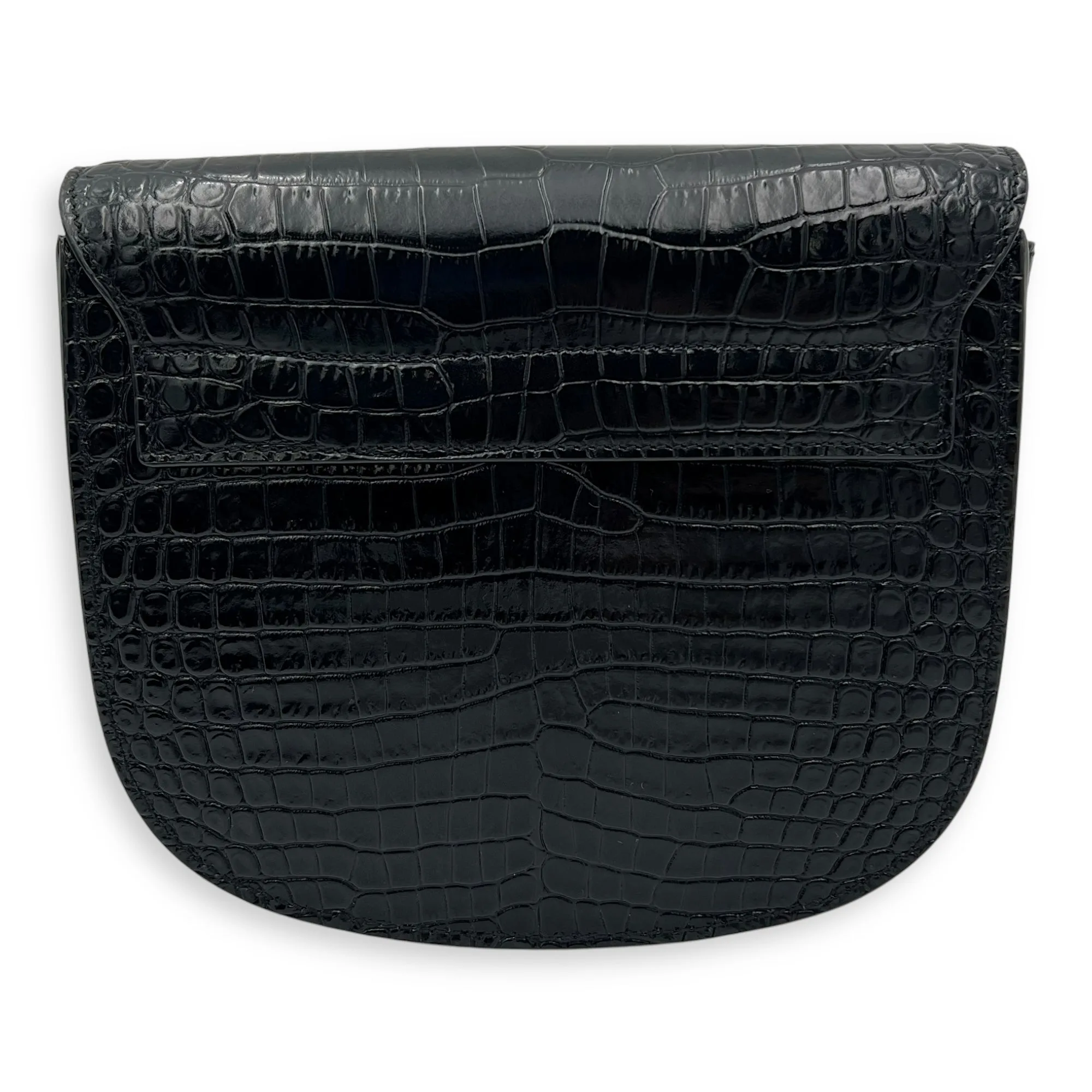 Kaia Crossbody Bag Black in Python Embossed Calfskin, Gold hardware