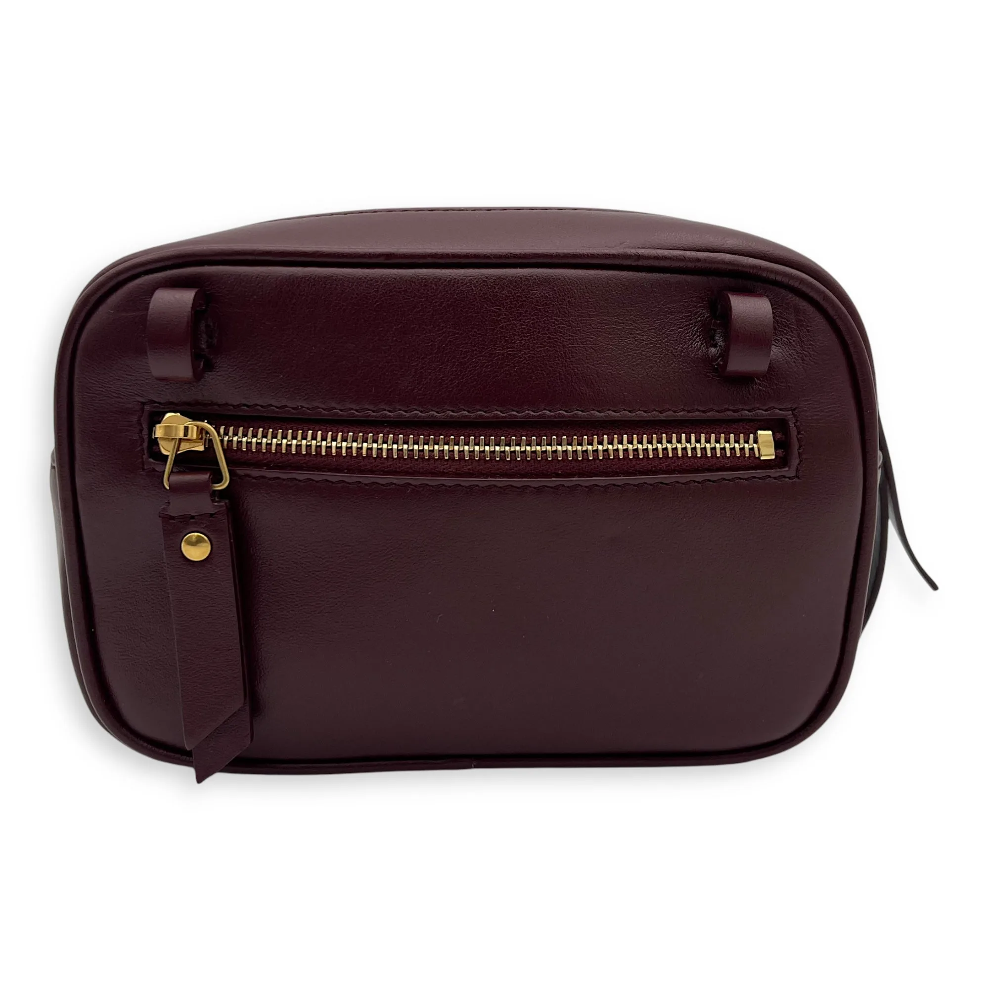 Camera Red Belt Bag in Calfskin, Gold hardware