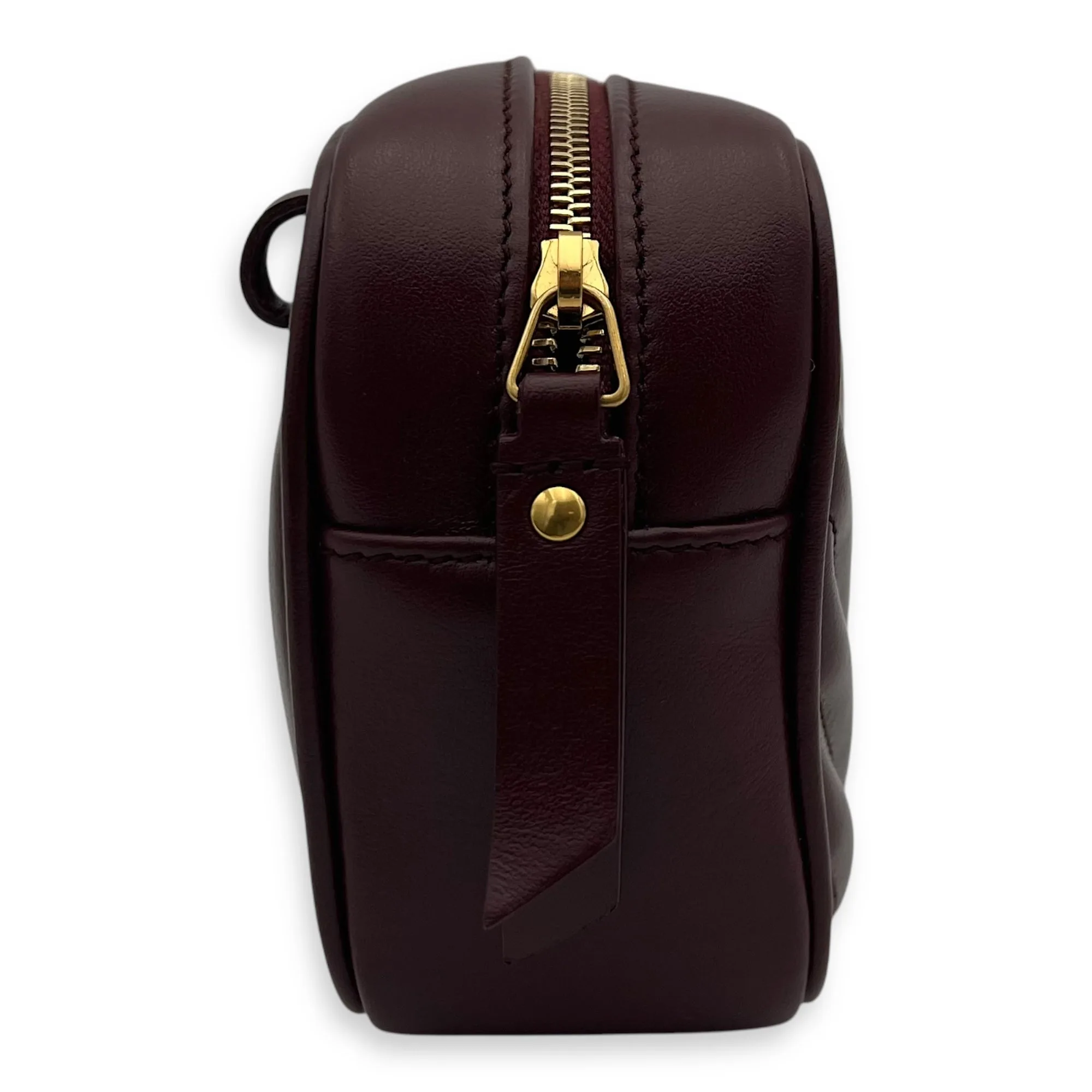Camera Red Belt Bag in Calfskin, Gold hardware