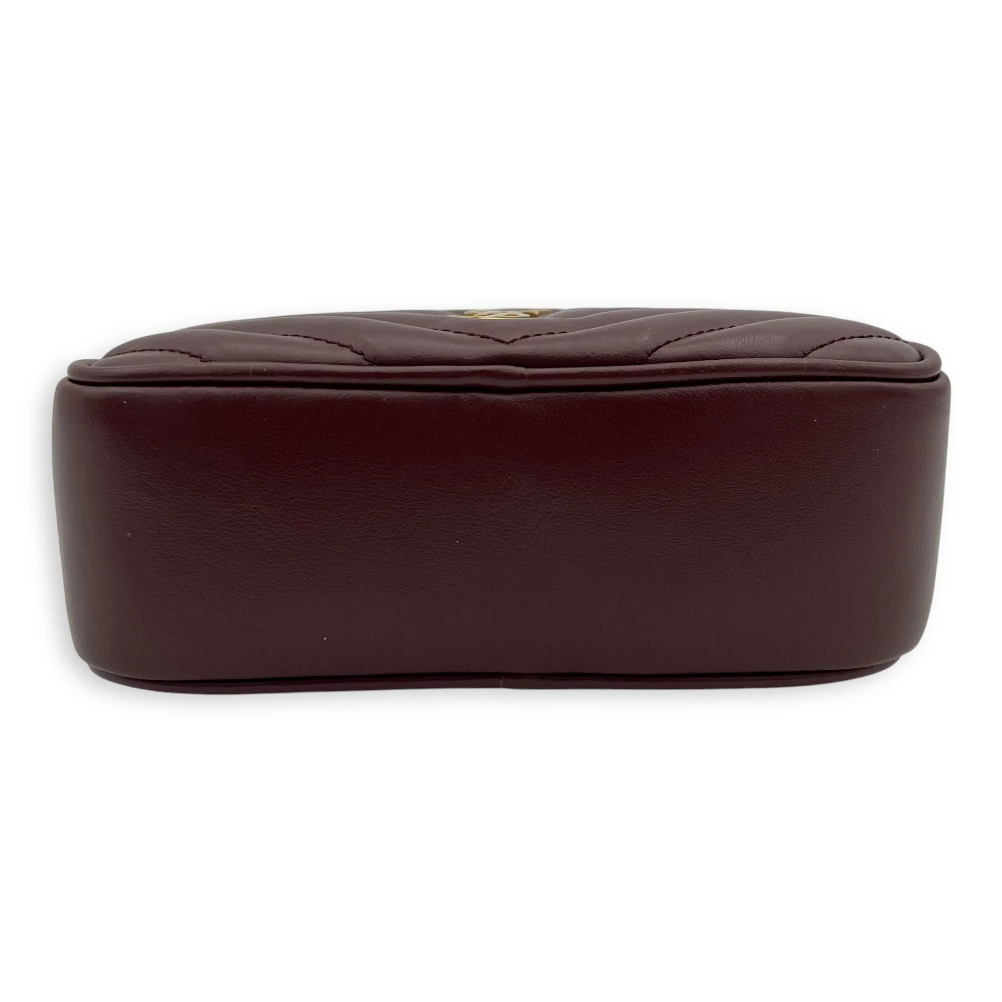 Camera Red Belt Bag in Calfskin, Gold hardware