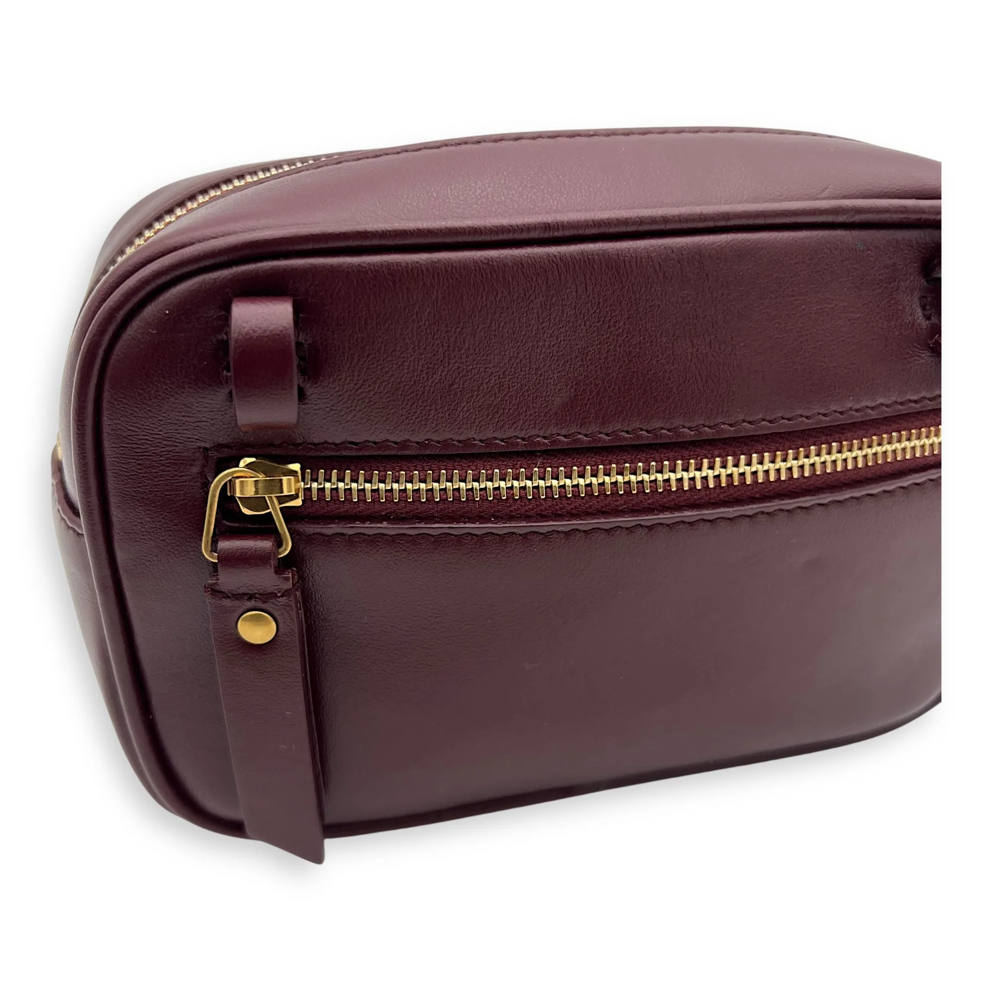 Camera Red Belt Bag in Calfskin, Gold hardware