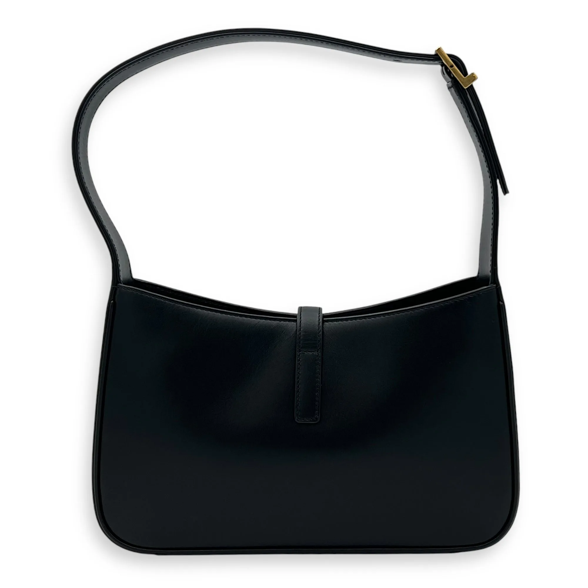 Le 5 A 7 Shoulder Bag Black in Calfskin, Gold hardware
