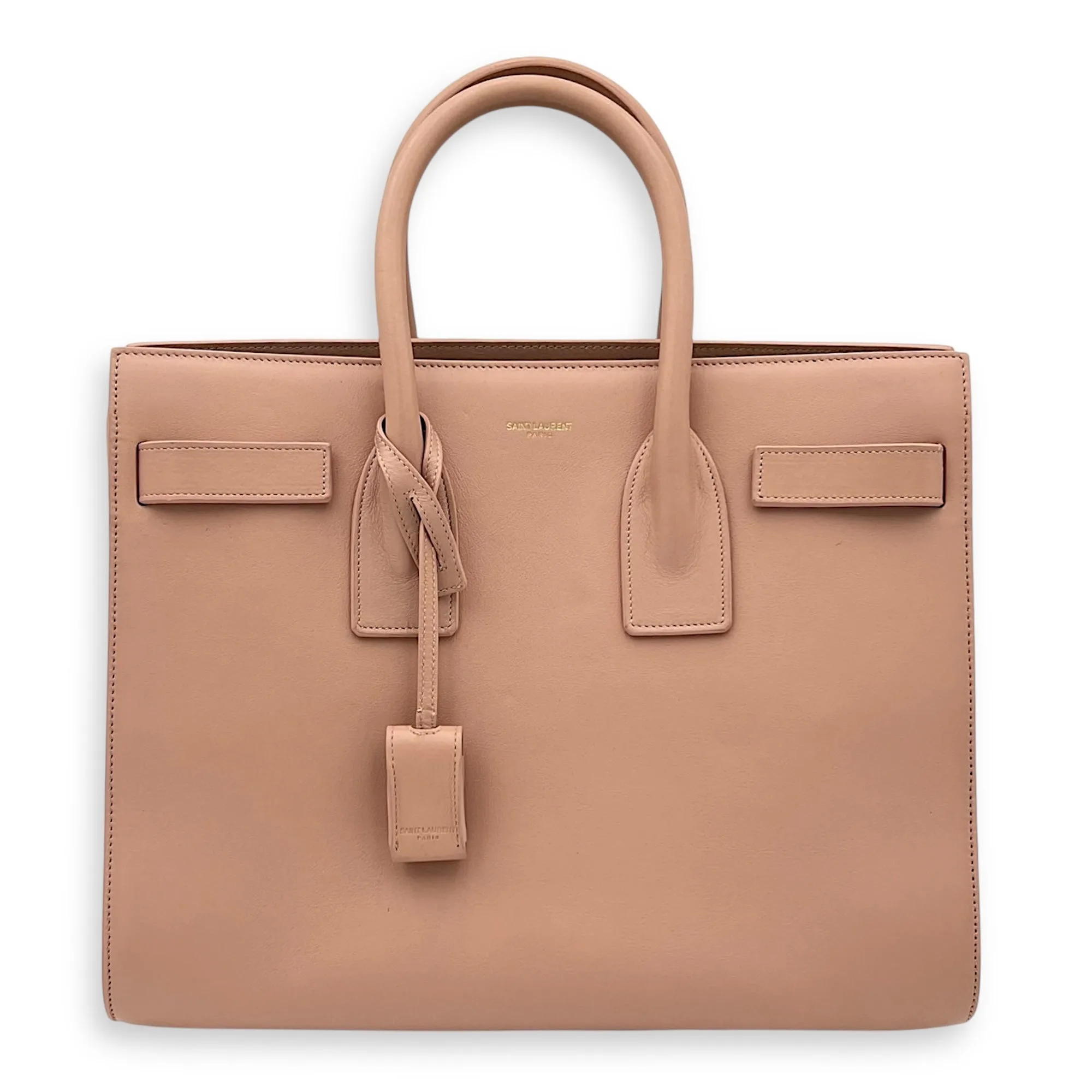 Sac de Jour Medium Pink Top Handle Bag in Calfskin, Gold hardware