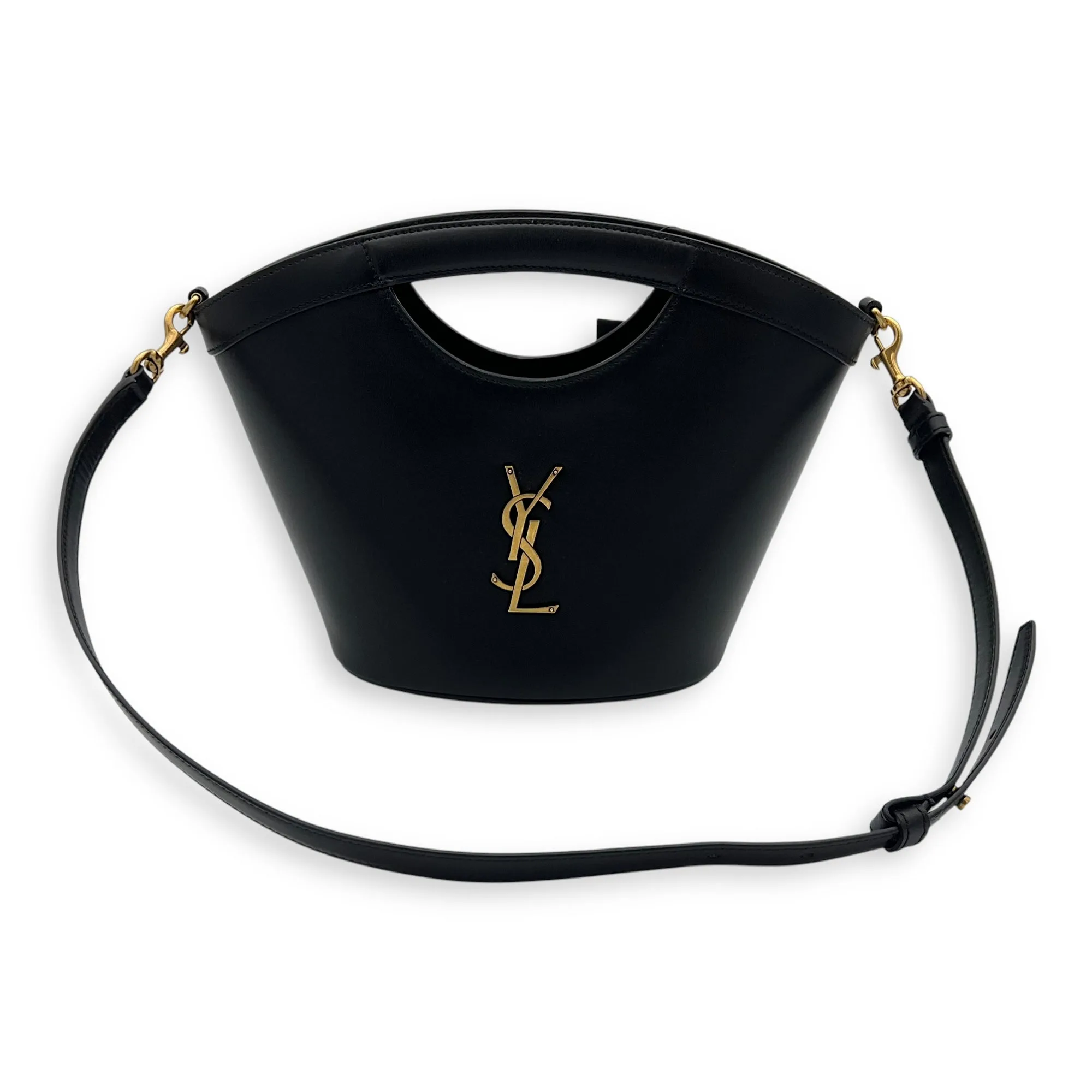 Celia Bucket Bag Black in Calfskin, Gold hardware