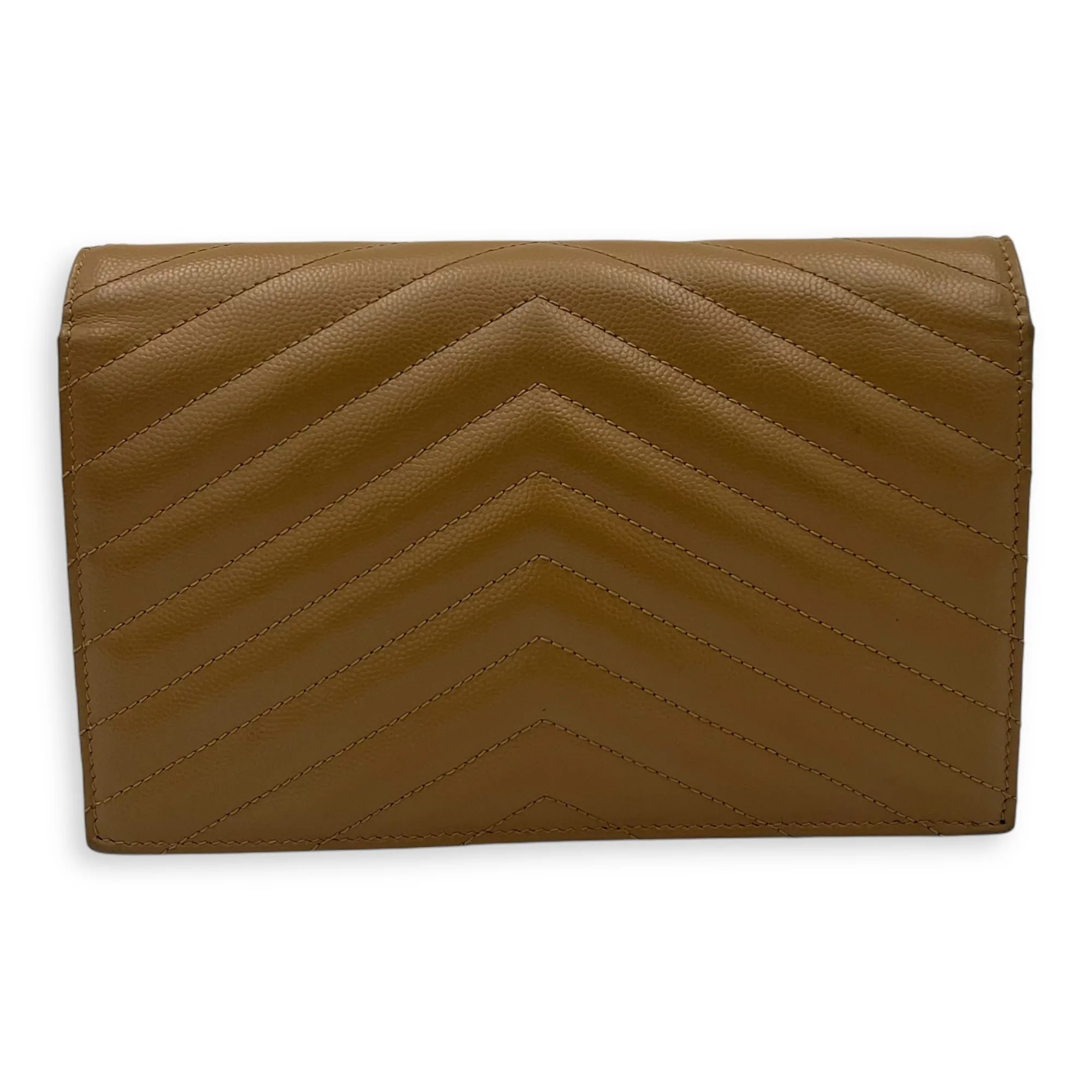 Cassandre Wallet On Chain Beige in Calfskin, Gold hardware