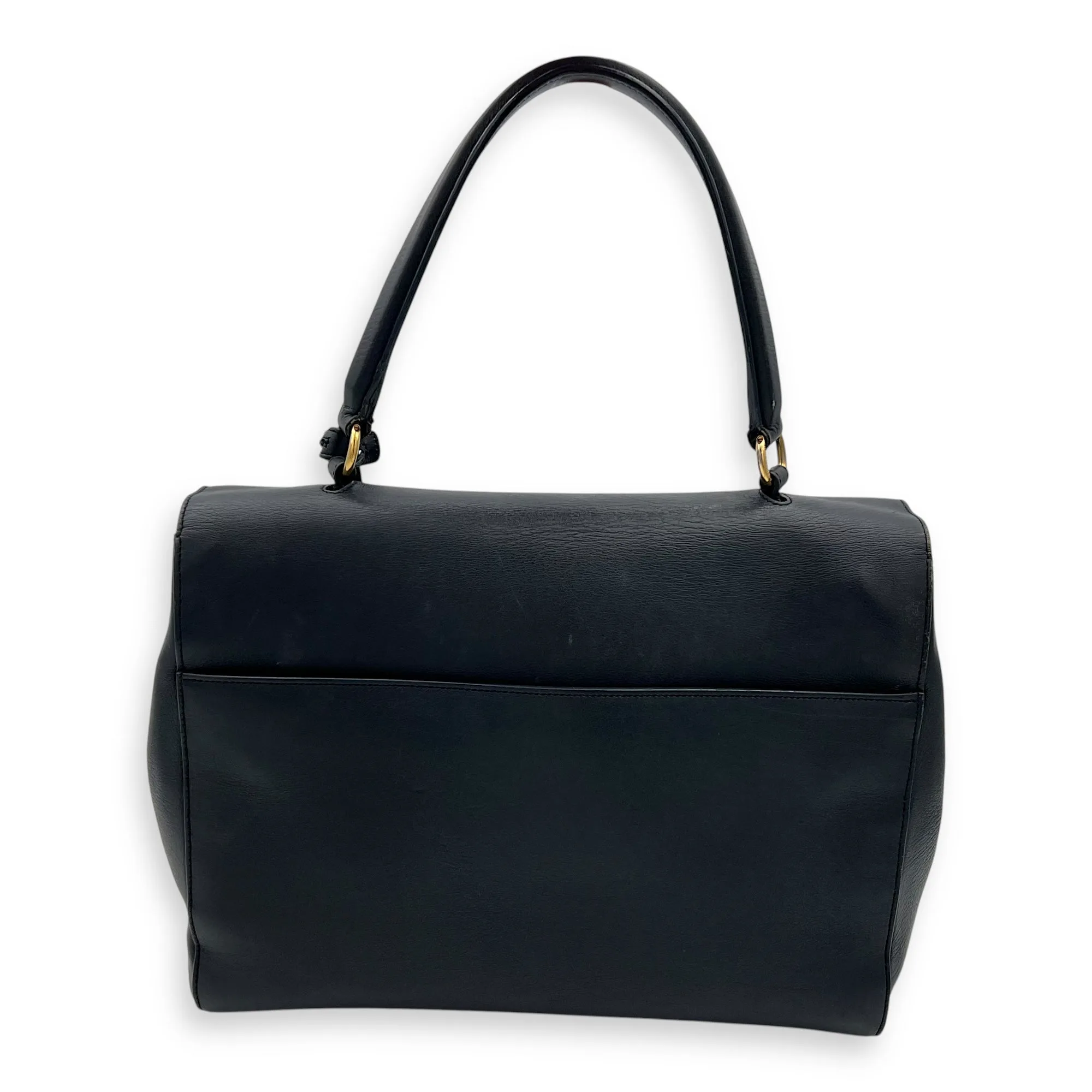 Moujik Top Handle Bag Blue in Calfskin, Gold hardware