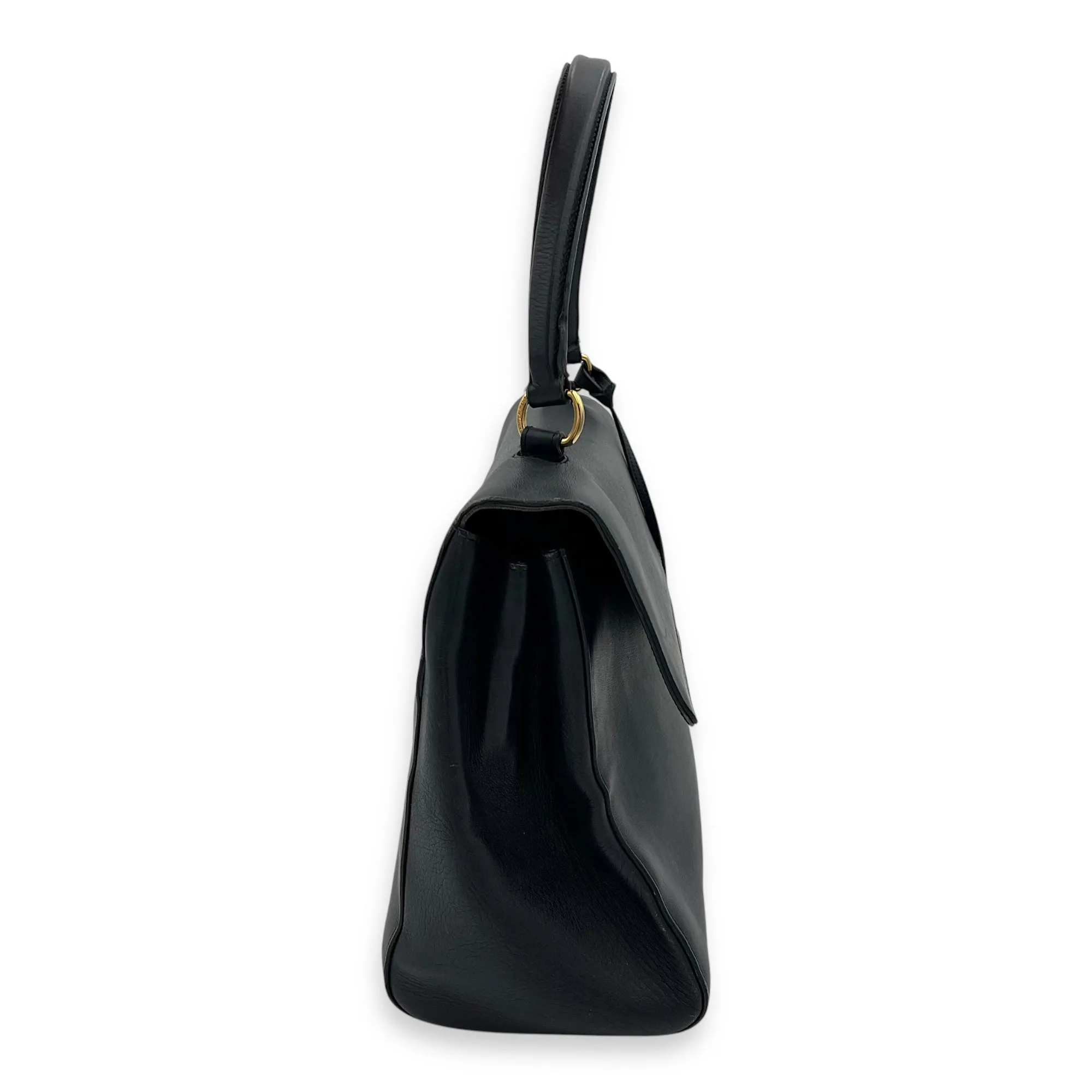 Moujik Top Handle Bag Blue in Calfskin, Gold hardware