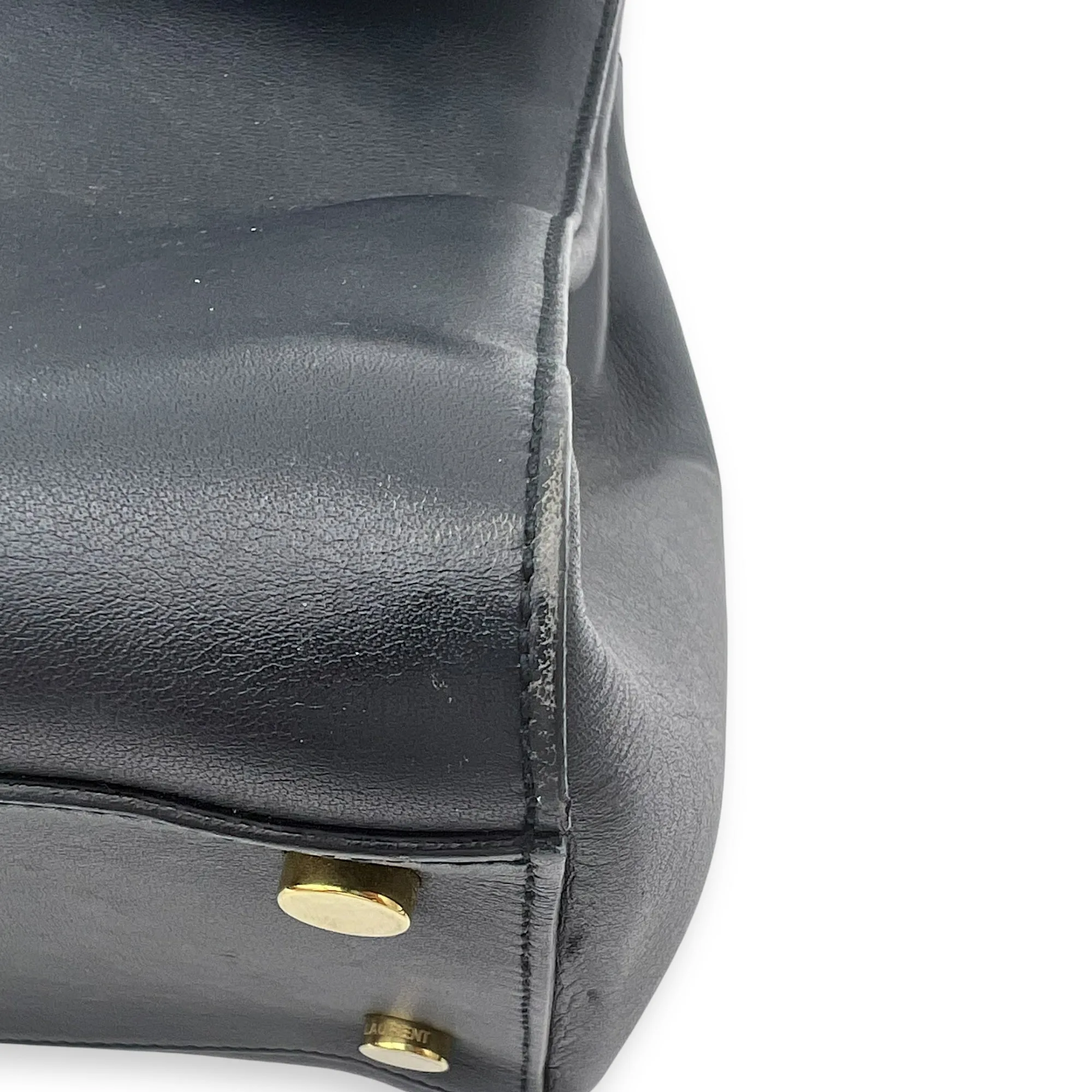 Moujik Top Handle Bag Blue in Calfskin, Gold hardware