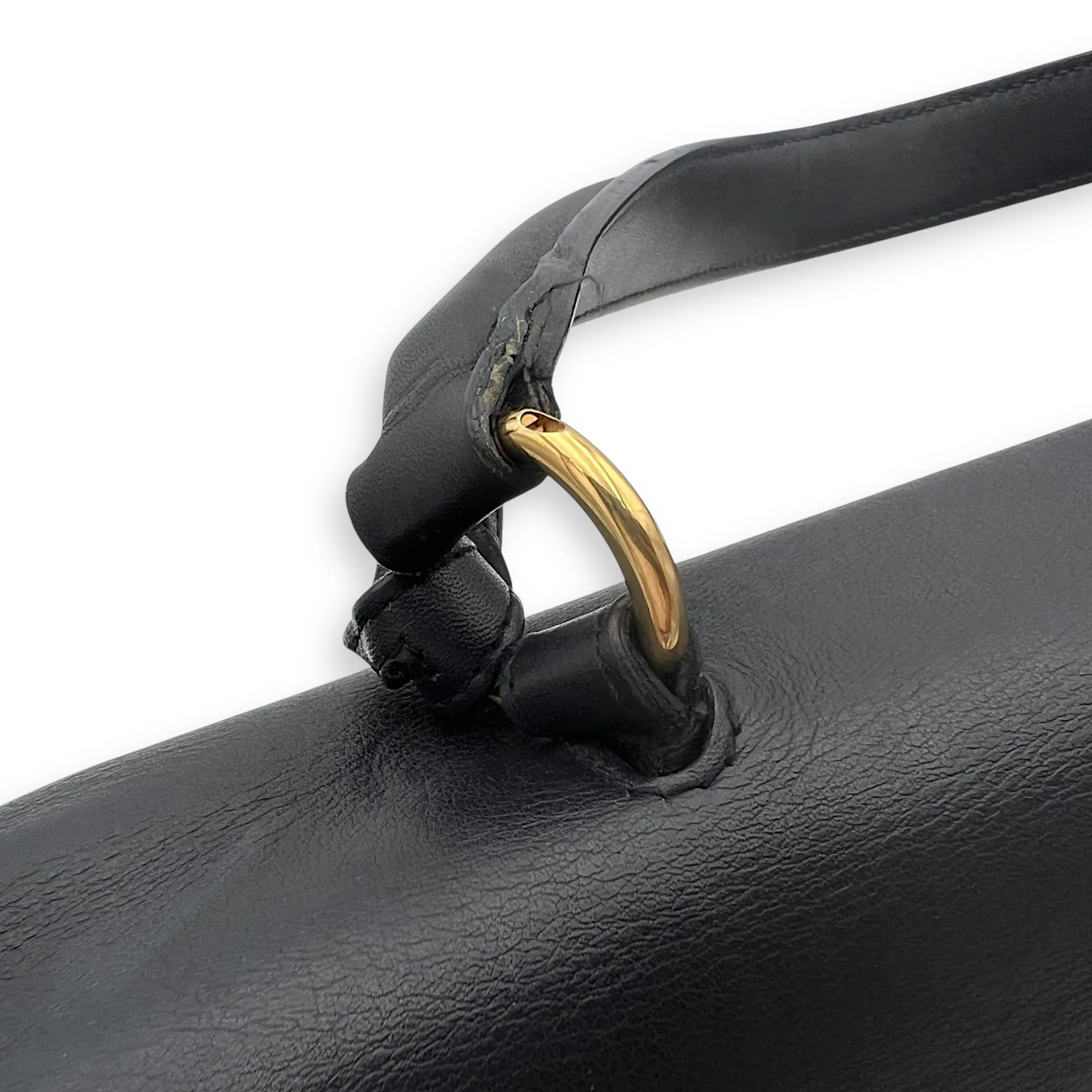 Moujik Top Handle Bag Blue in Calfskin, Gold hardware