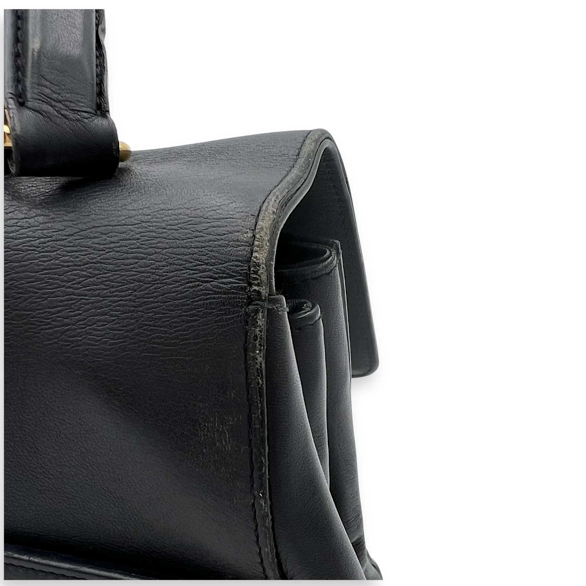 Moujik Top Handle Bag Blue in Calfskin, Gold hardware