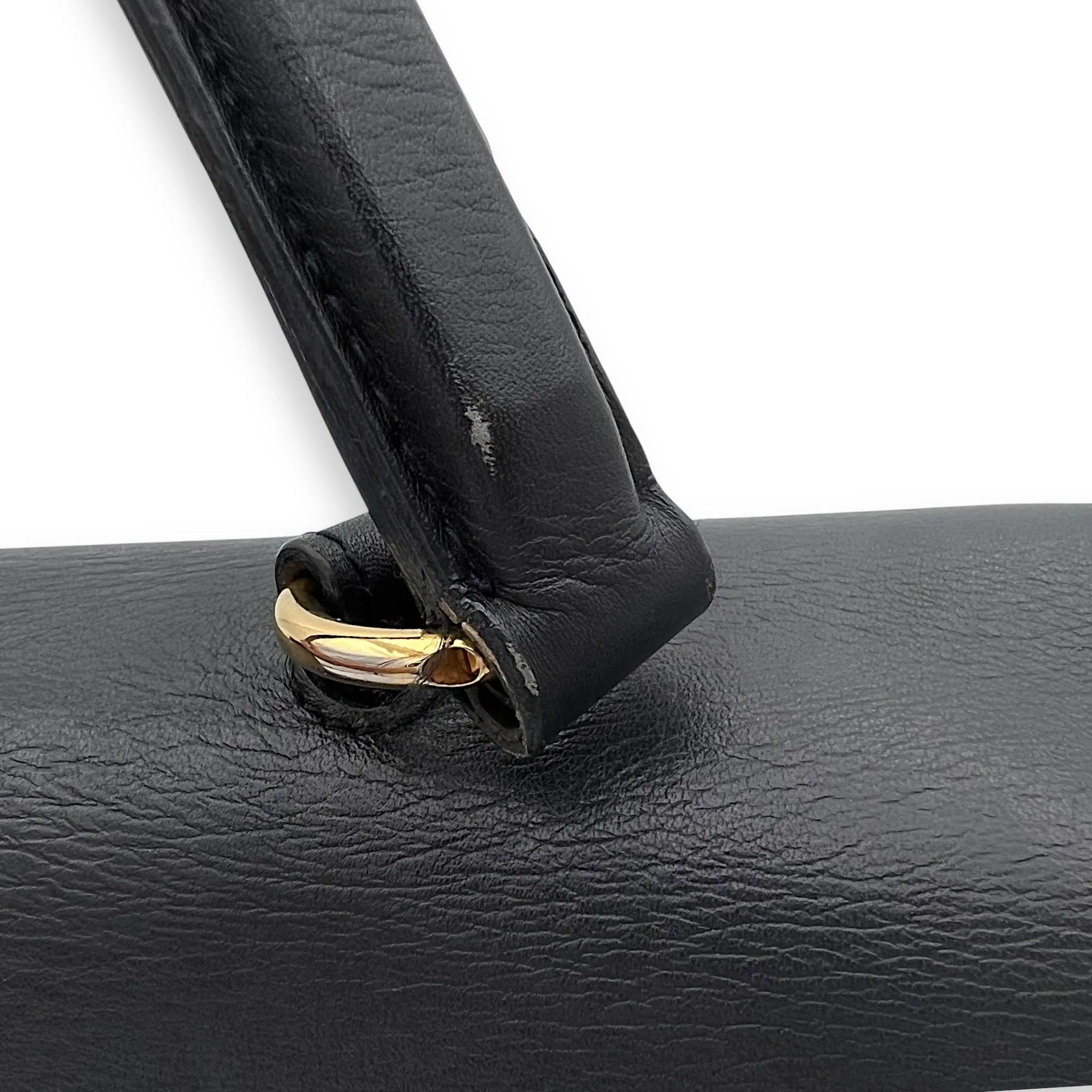 Moujik Top Handle Bag Blue in Calfskin, Gold hardware