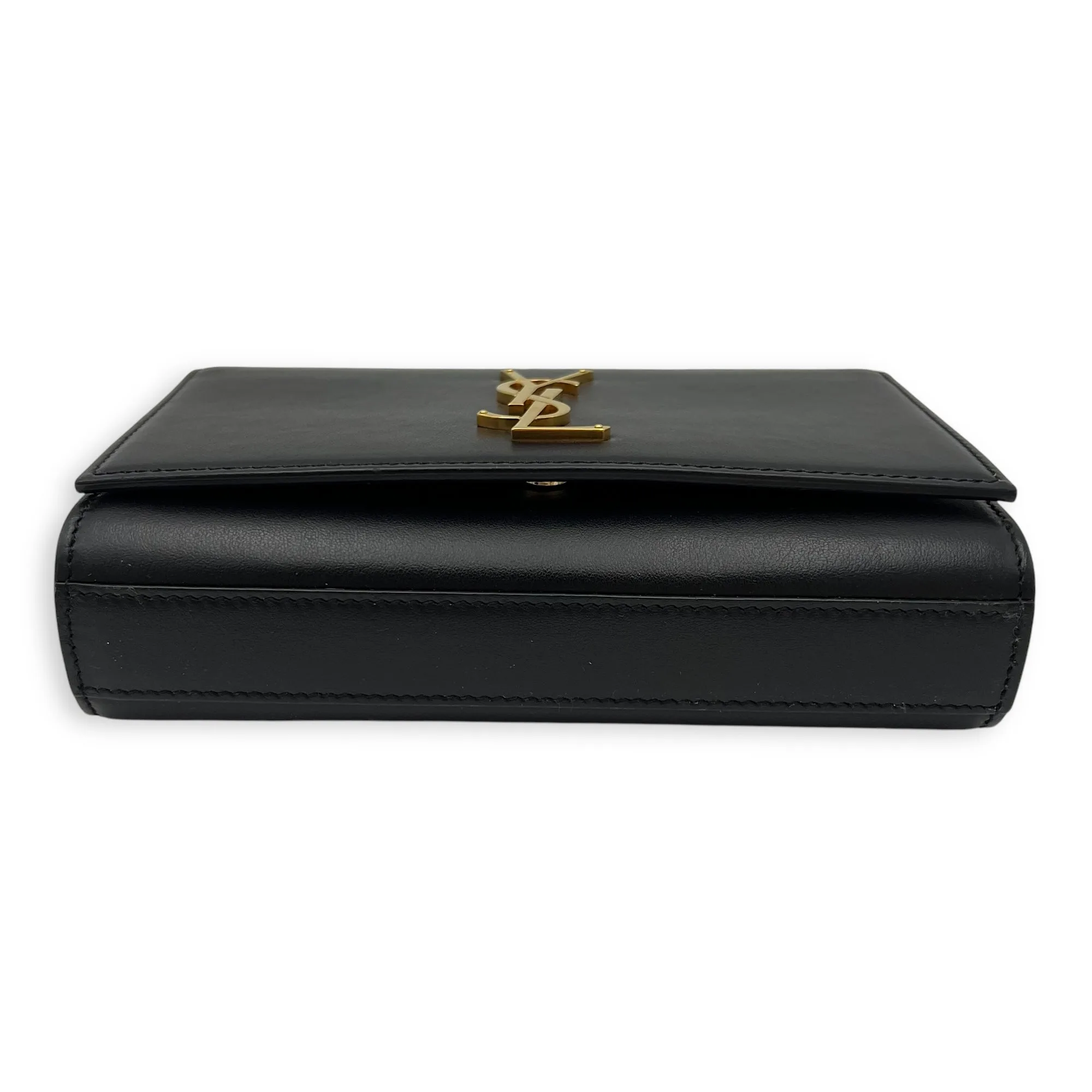Kate Belt Bag Black in Calfskin, Gold hardware